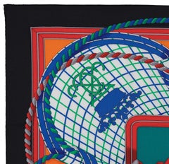 Auth. Hermes Shawl - Grande Tenue - CS 140 - Black green red - NEW