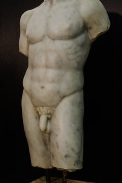 Grande Torso in Marmo Bianco, Alto Con La Base