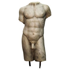 Grande Torso in Marmo Bianco, Alto Con La Base