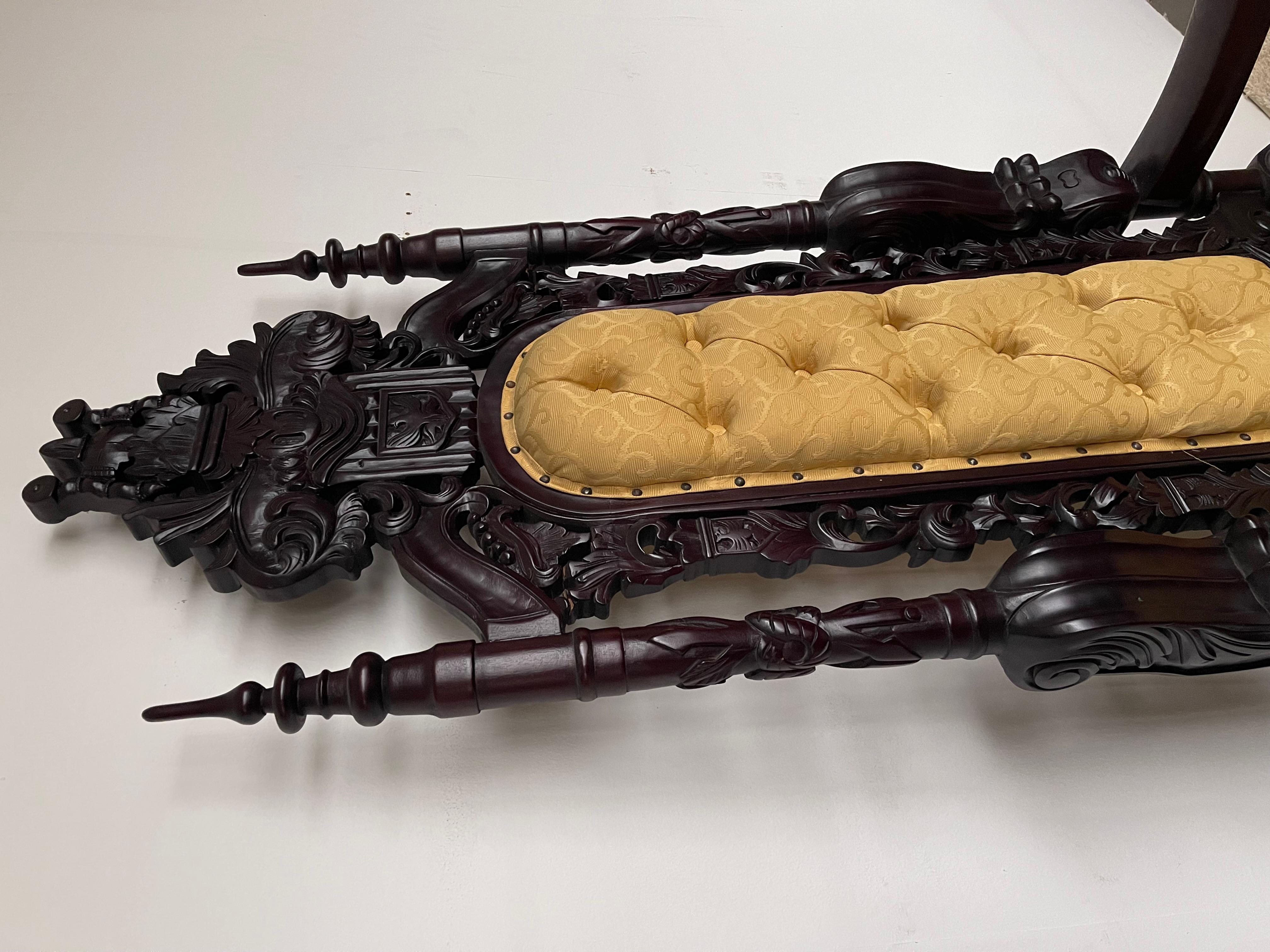Gran trono rey león estilo italiano oscuro siglo 20 sillón real en venta 7