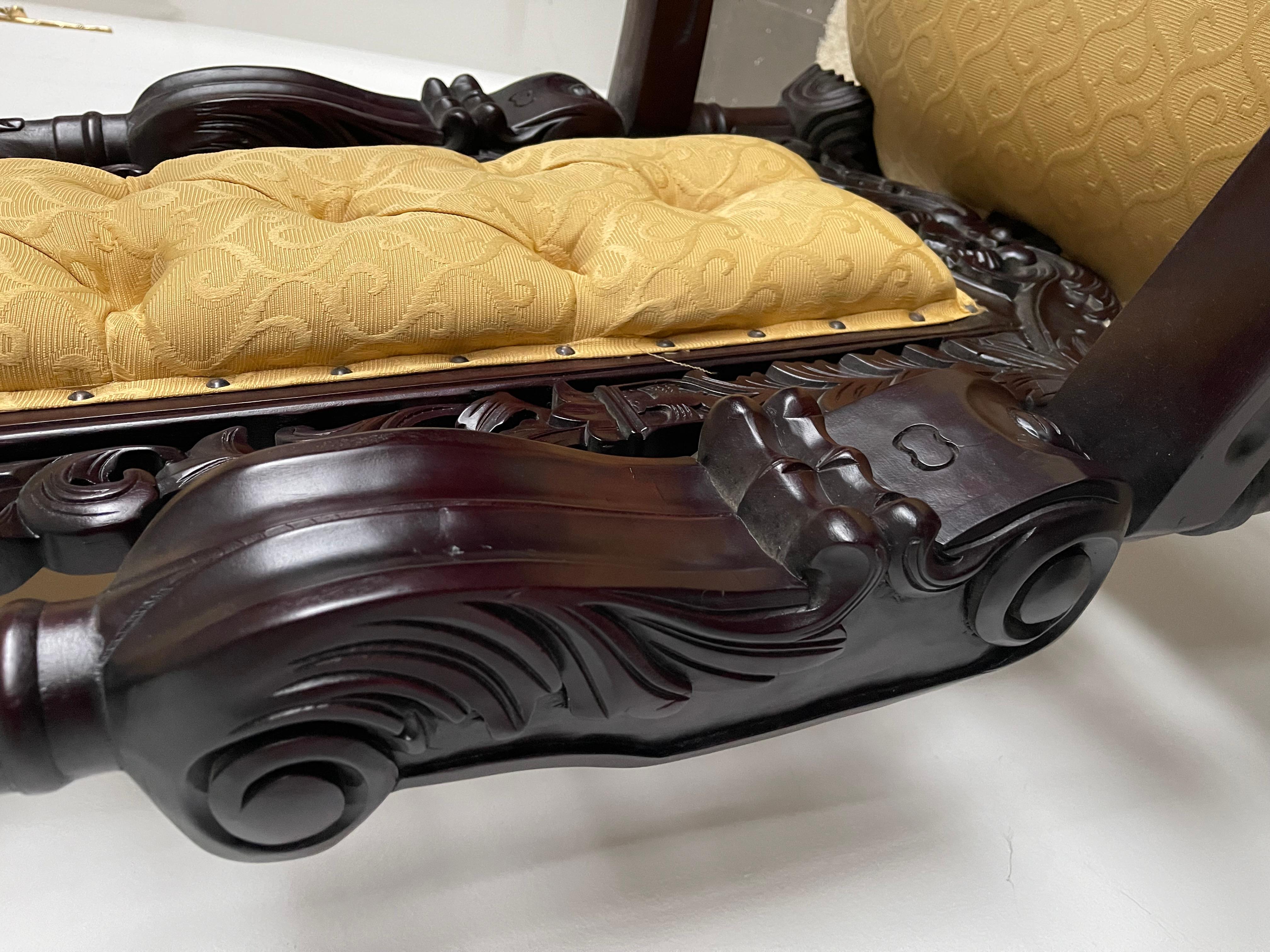 Gran trono rey león estilo italiano oscuro siglo 20 sillón real en venta 8