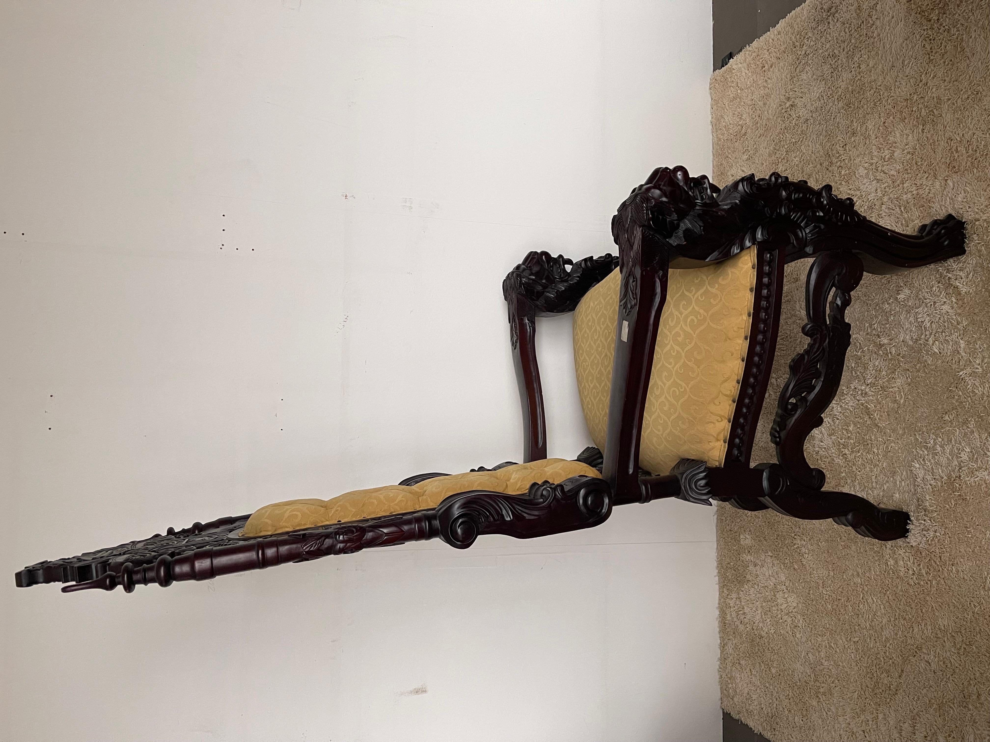Gran trono rey león estilo italiano oscuro siglo 20 sillón real en venta 9