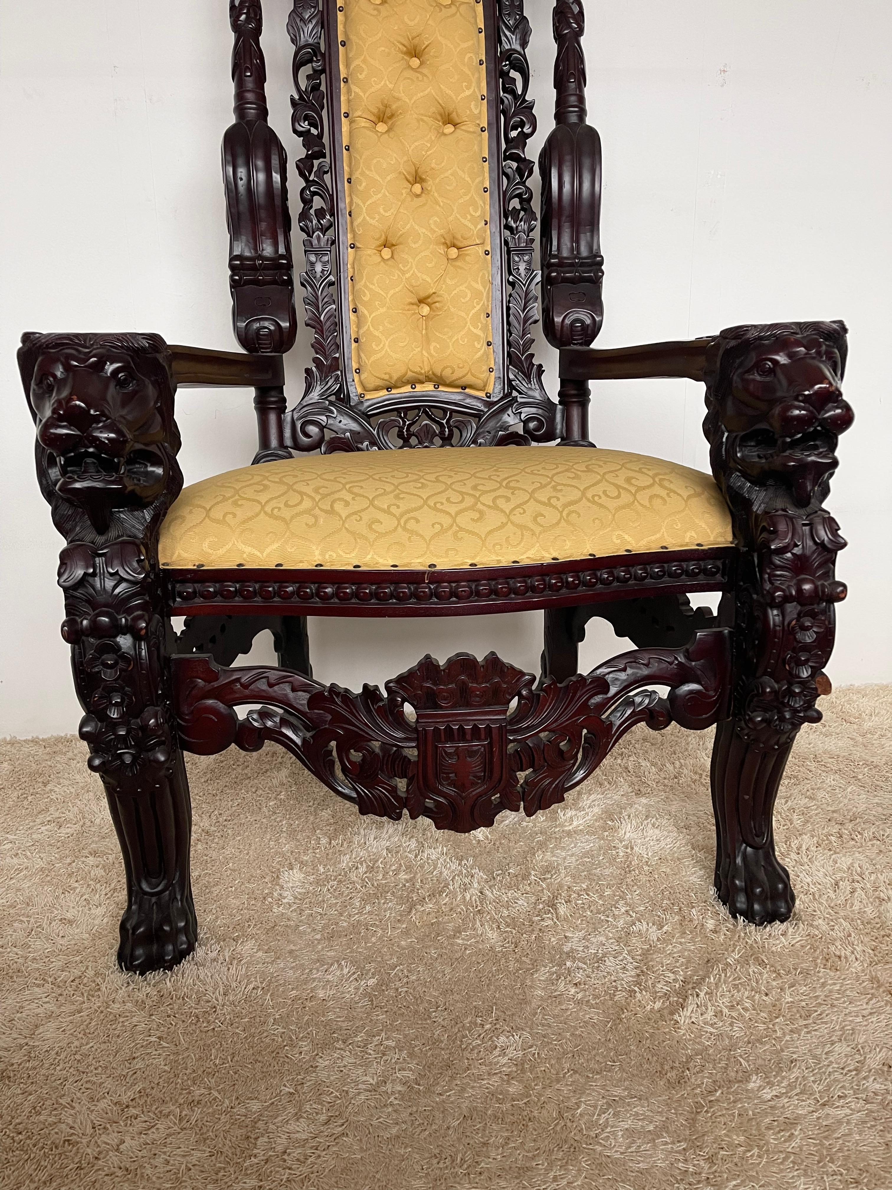 Gran trono rey león estilo italiano oscuro siglo 20 sillón real Barroco en venta