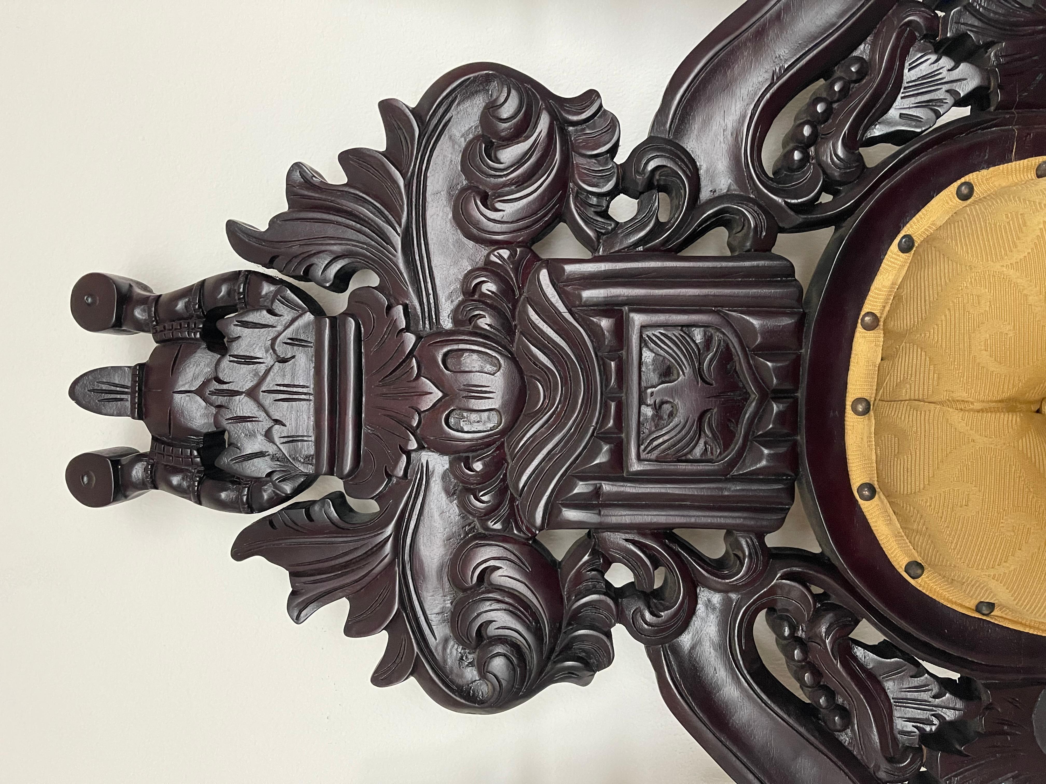 Gran trono rey león estilo italiano oscuro siglo 20 sillón real Madera en venta