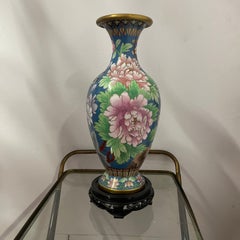 Grande Vaso Cinese Cloisonné con Uccelli e Decorazioni Floreali, Anni '60