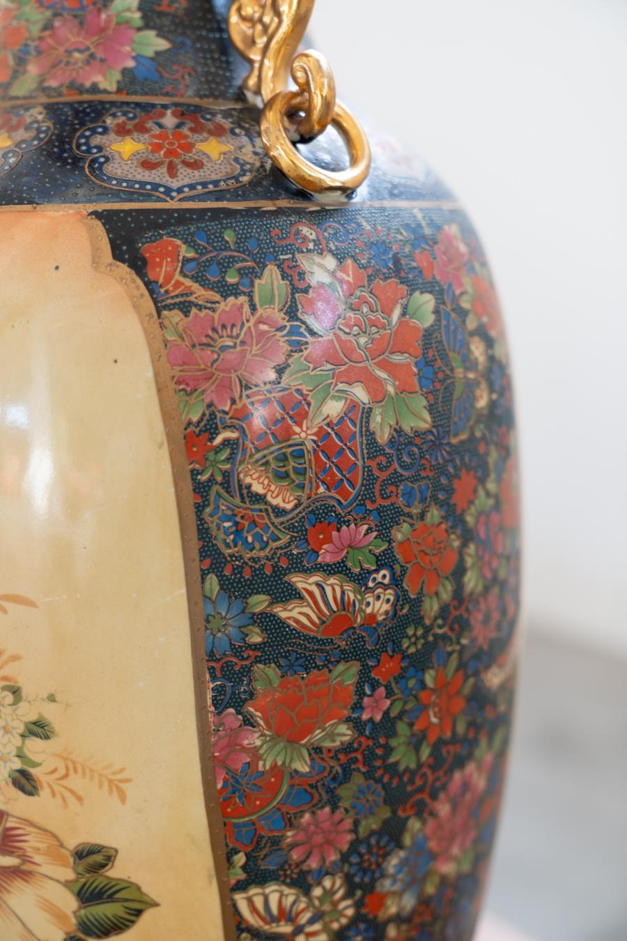 Mid-19th Century Large Chinese GOLDEN SATSUMA vase, Eastern Miji period For Sale