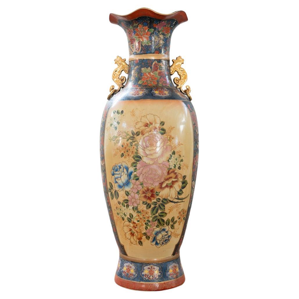 Large Chinese GOLDEN SATSUMA vase, Eastern Miji period For Sale