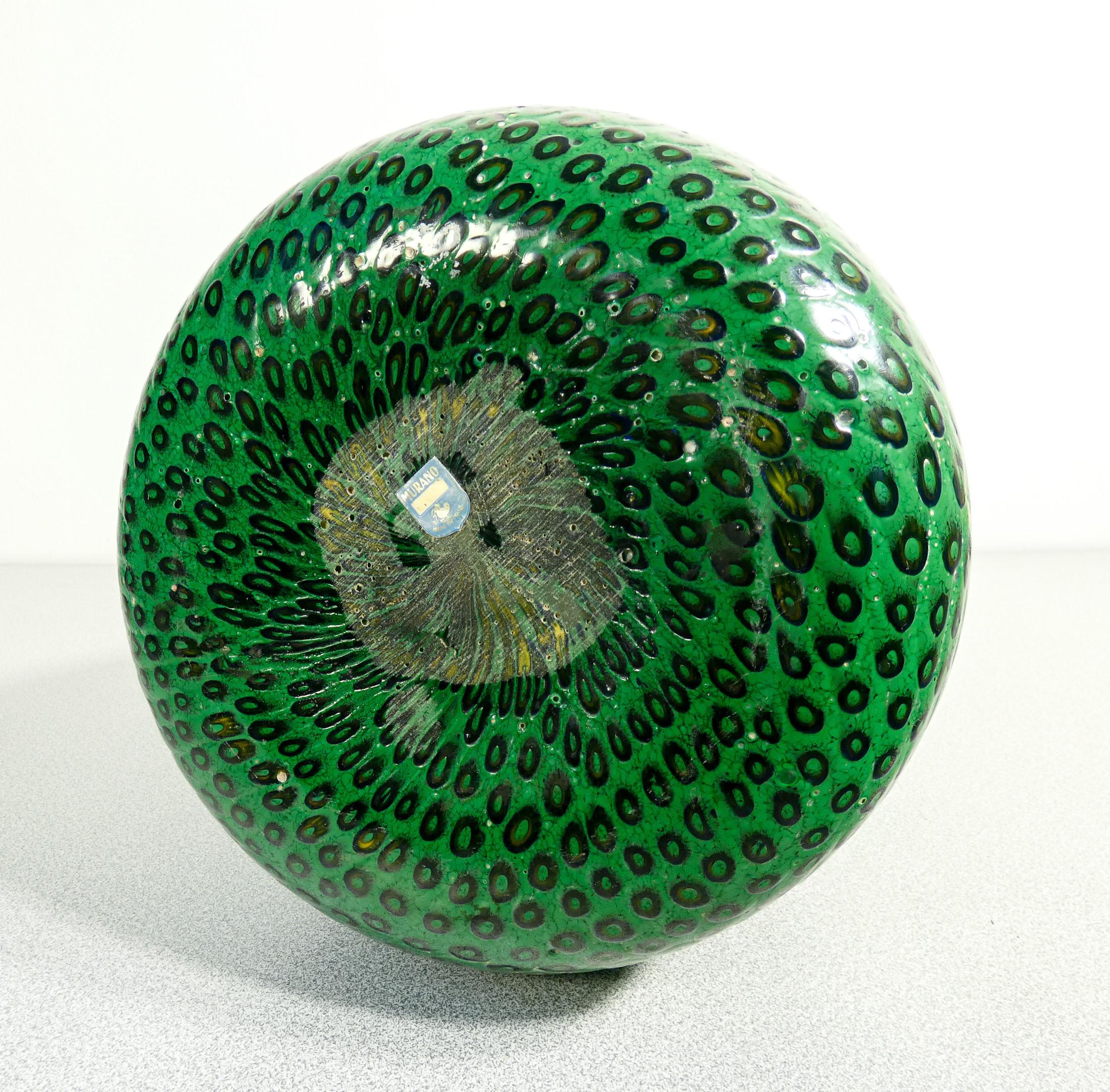 Grande vaso design Ermanno TOSO in vetro soffiato con murrine in rilievo. 1950s in vendita 3