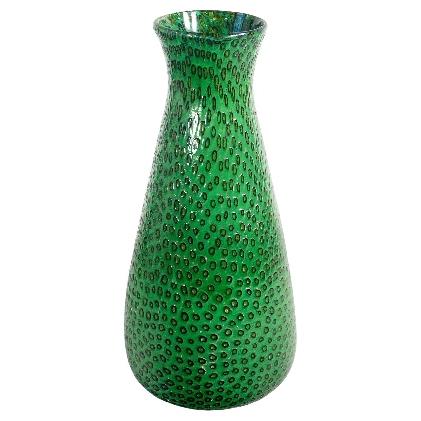 Grande vaso design Ermanno TOSO in vetro soffiato con murrine in rilievo. 1950s