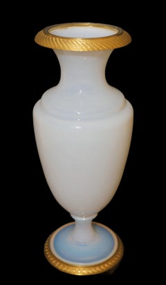 Large French Charles X Vase in Opaline Gilt Bronze Mounting circa 1820