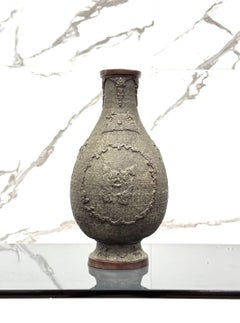 Grande Vaso In Bronzo stile Dinastia Ming Decoro Geometrico Arcaico XV Secolo