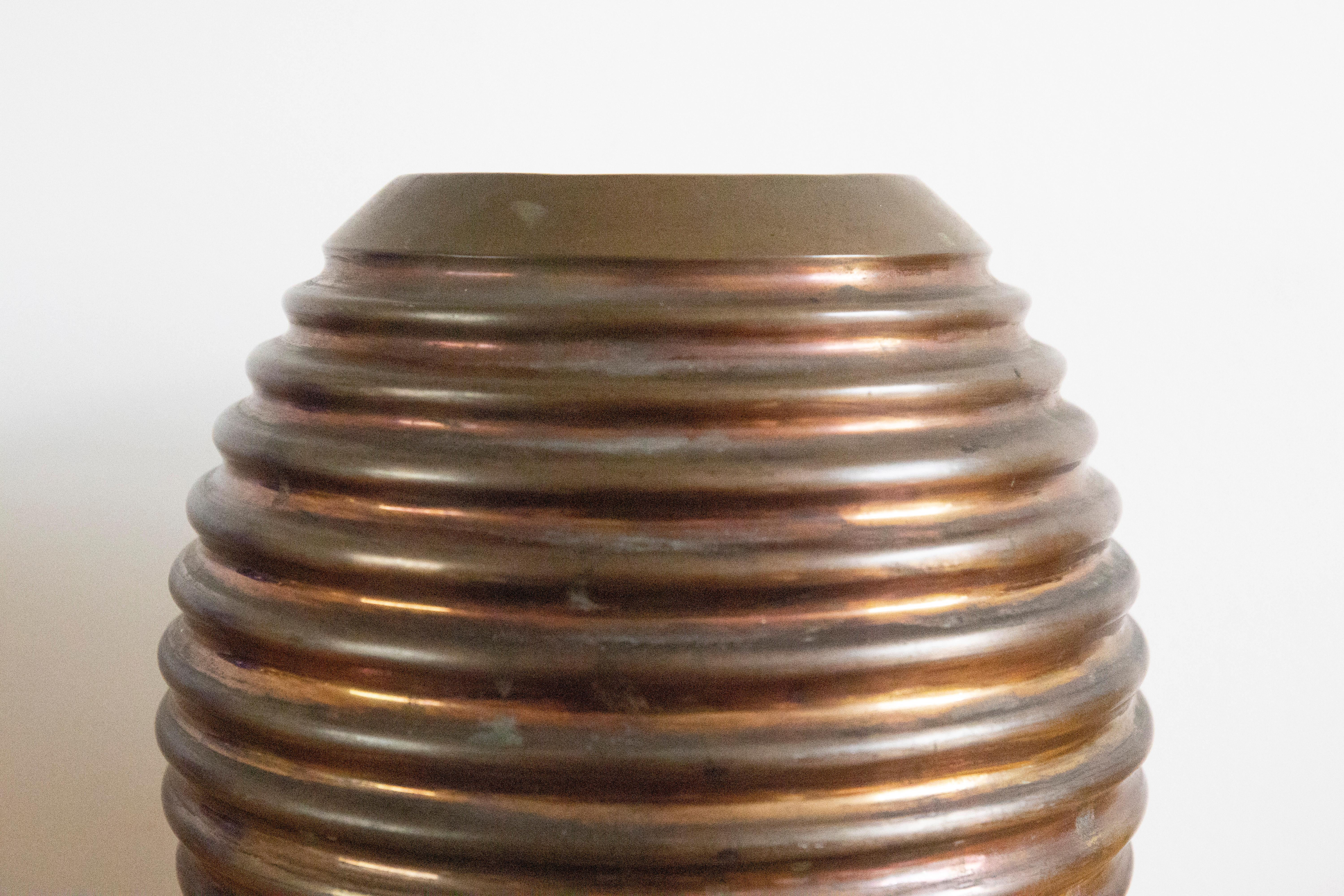 Brass Large copper deco vase, Italian manufacture For Sale