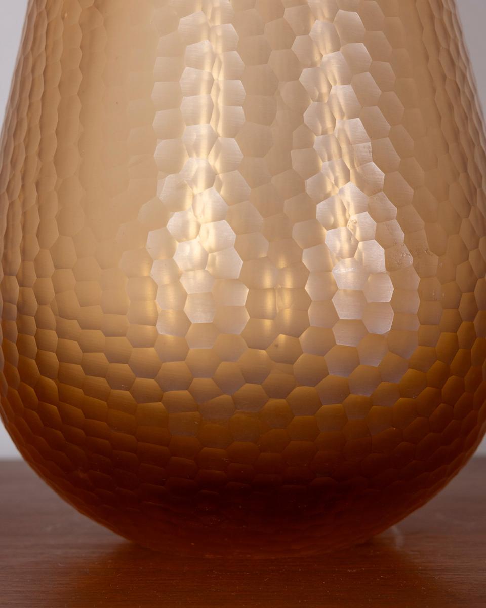 Mid-Century moderno Grande vaso in vetro di Murano battuto anni 50 design Carlo Scarpa per Venini in vendita