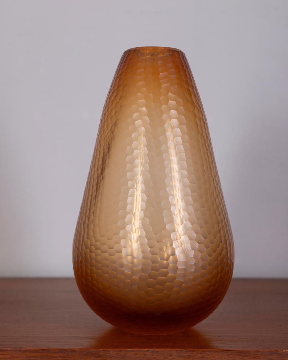 Grande vaso in vetro di Murano battuto anni 50 design Carlo Scarpa per Venini in vendita 1
