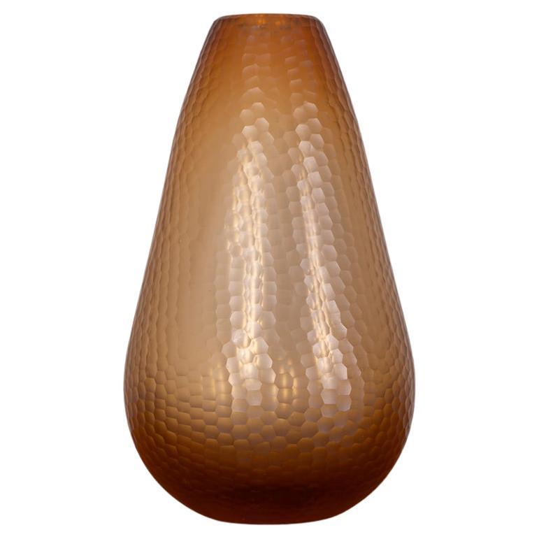 Grande vaso in vetro di Murano battuto anni 50 design Carlo Scarpa per Venini in vendita