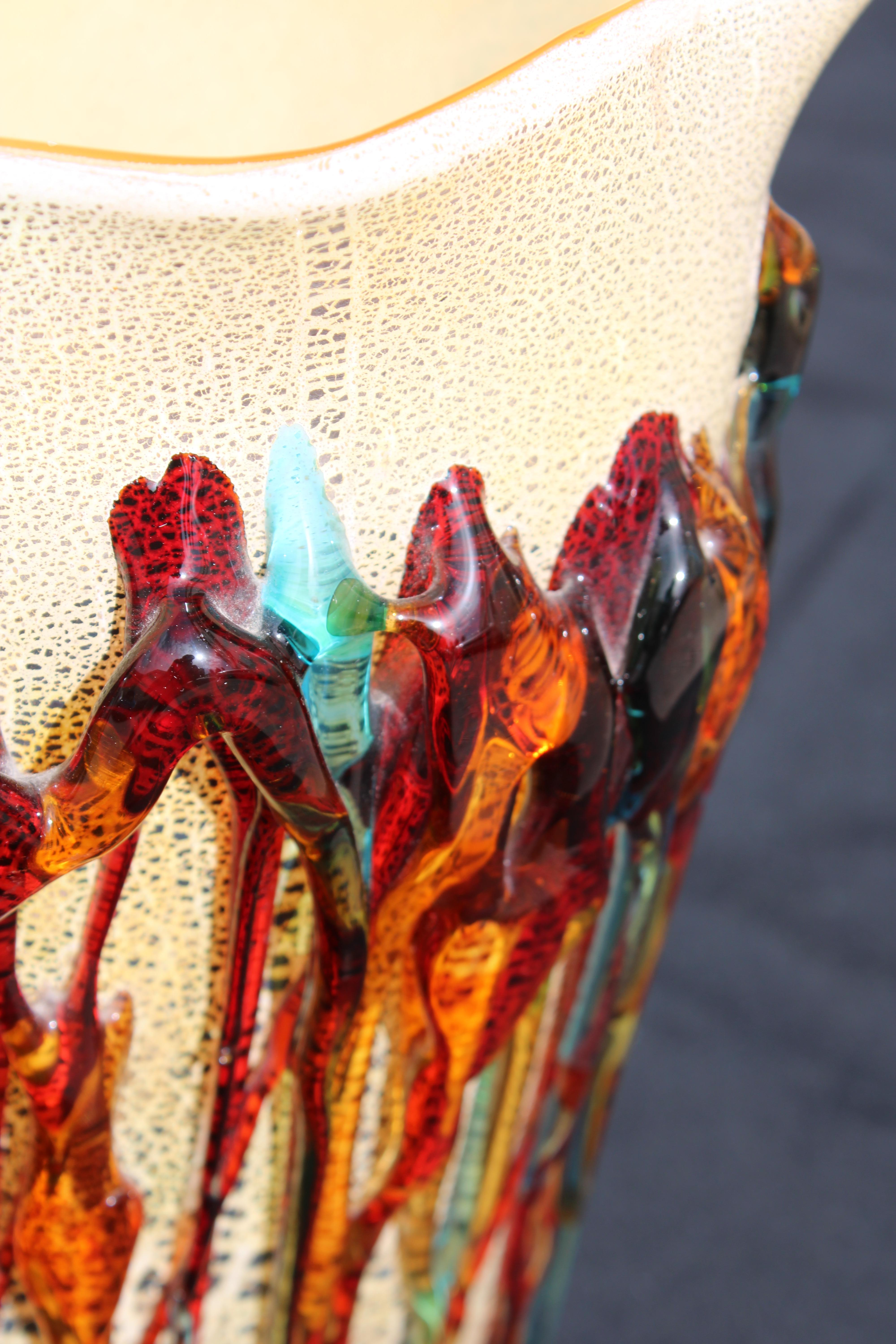 Große Vase aus Muranoglas Vollständig handgefertigt Italien 1990 Farbig im Zustand „Gut“ im Angebot in Palermo, Sicily