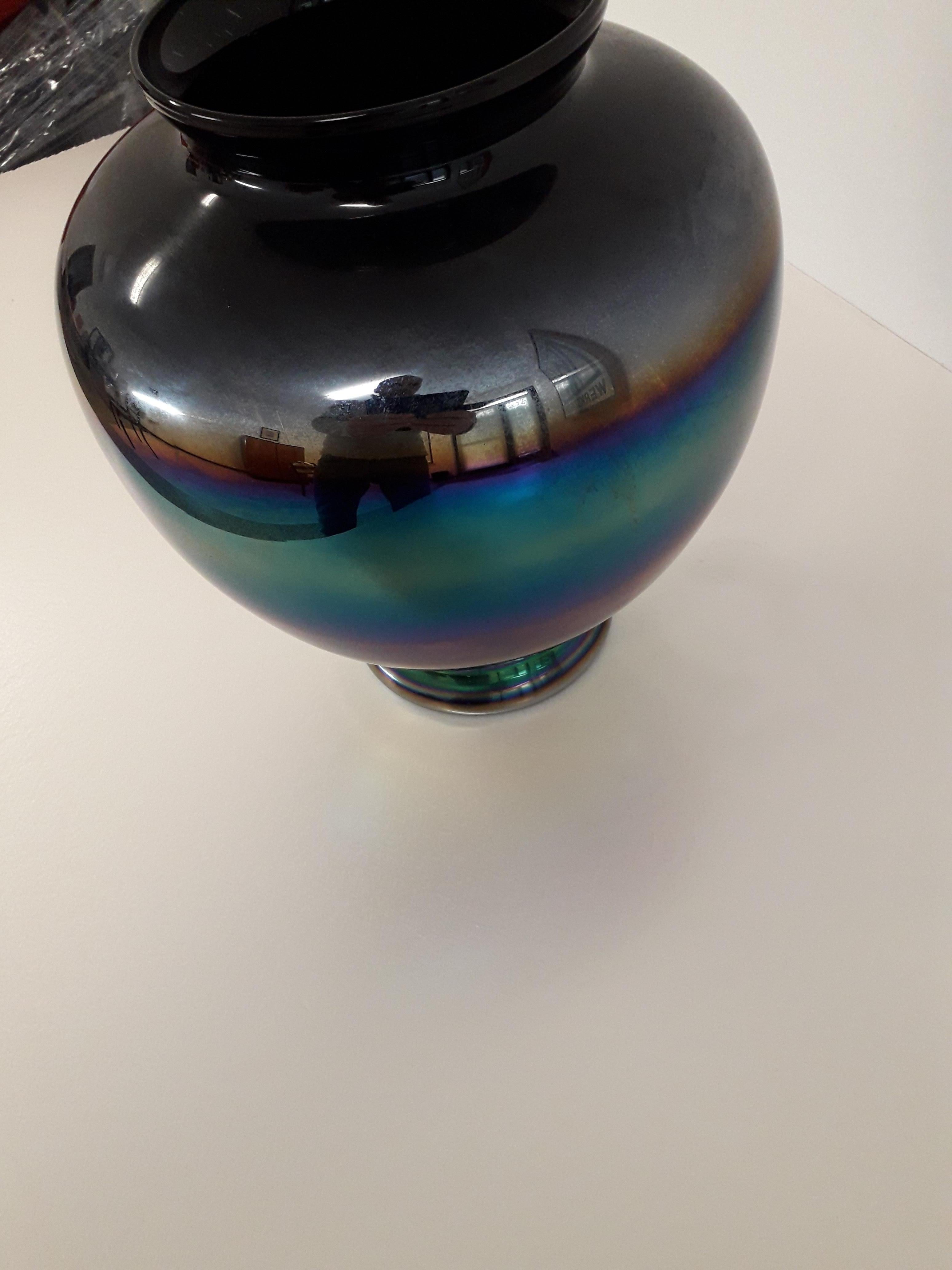 Grande Vaso in vetro di Murano iridescente von Sergio Asti Eosina, Anni 70, Grande Vaso (Muranoglas)