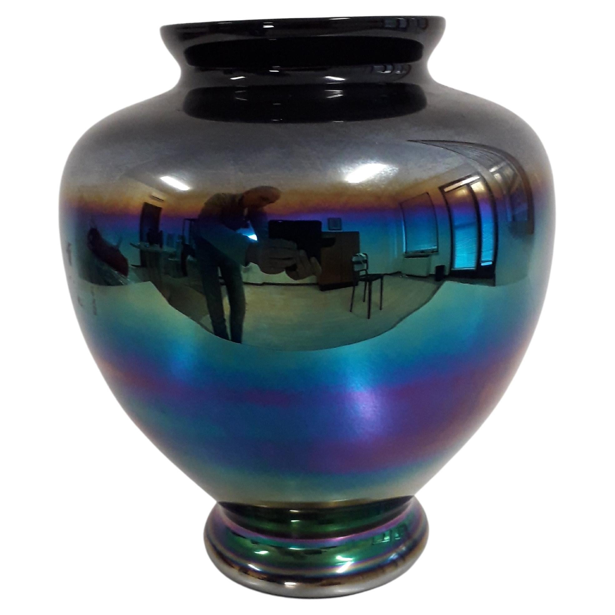 Grande Vaso in vetro di Murano iridescente di Sergio Asti Eosina, anni '70 For Sale