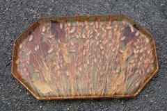 Grande Vassoio Rettangolare in Lucite con Foglie e fiori secchi 1970 Italia