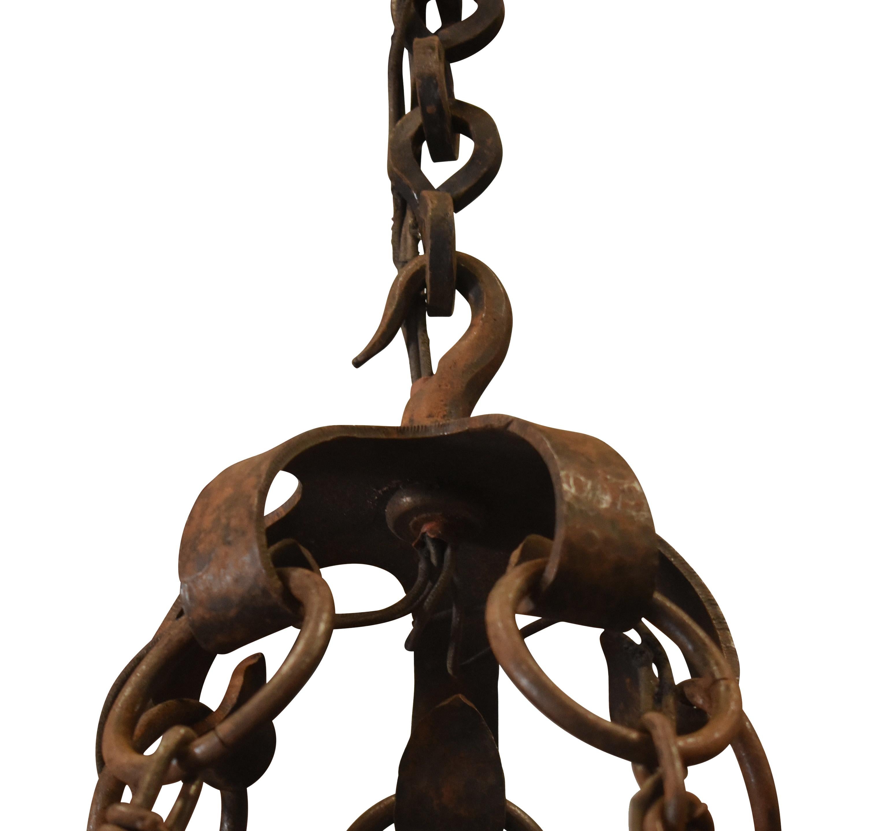 Forged Vintage 9-Arm Iron Chandelier