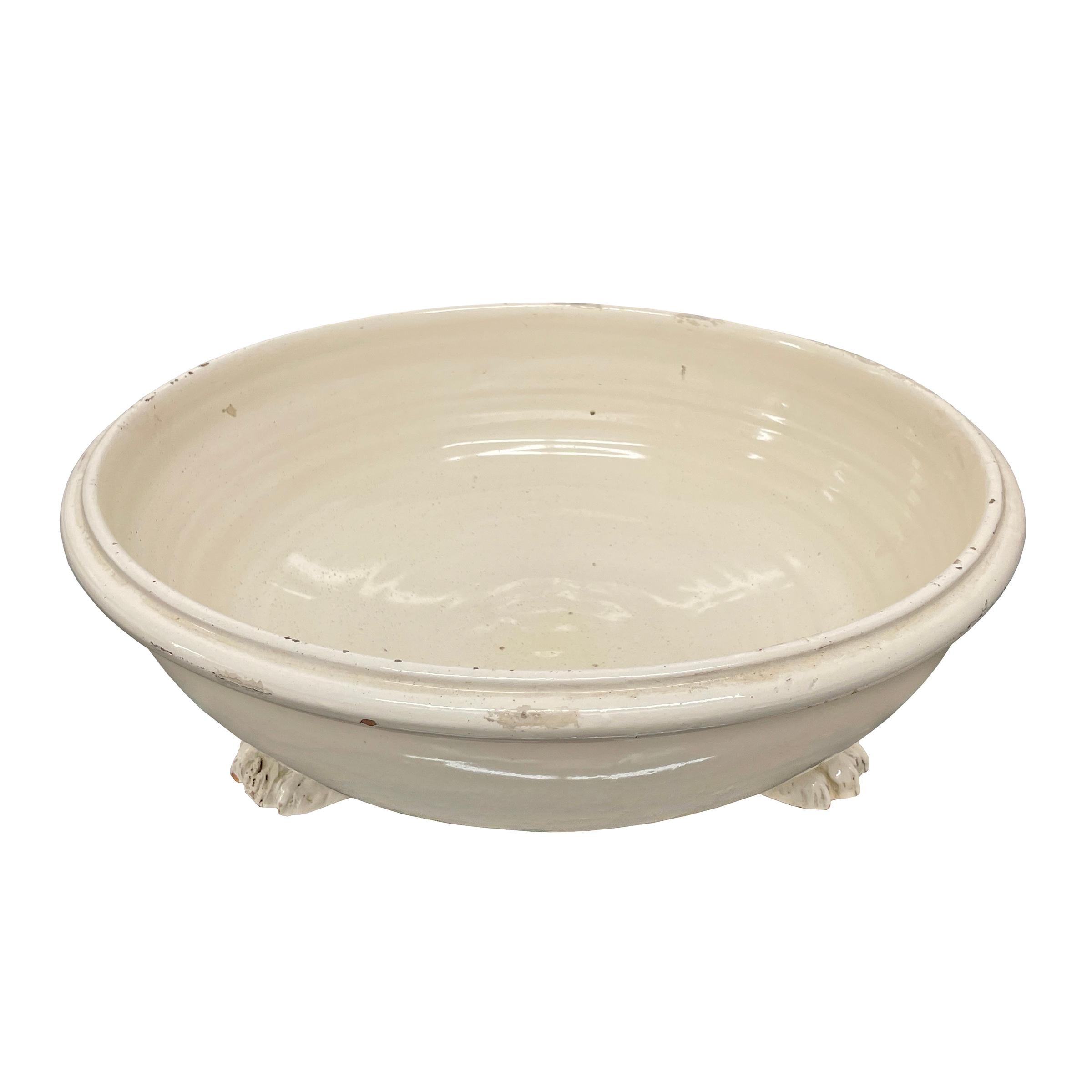 Glazed Grande Vintage Italian Terracotta Centerpiece Bowl