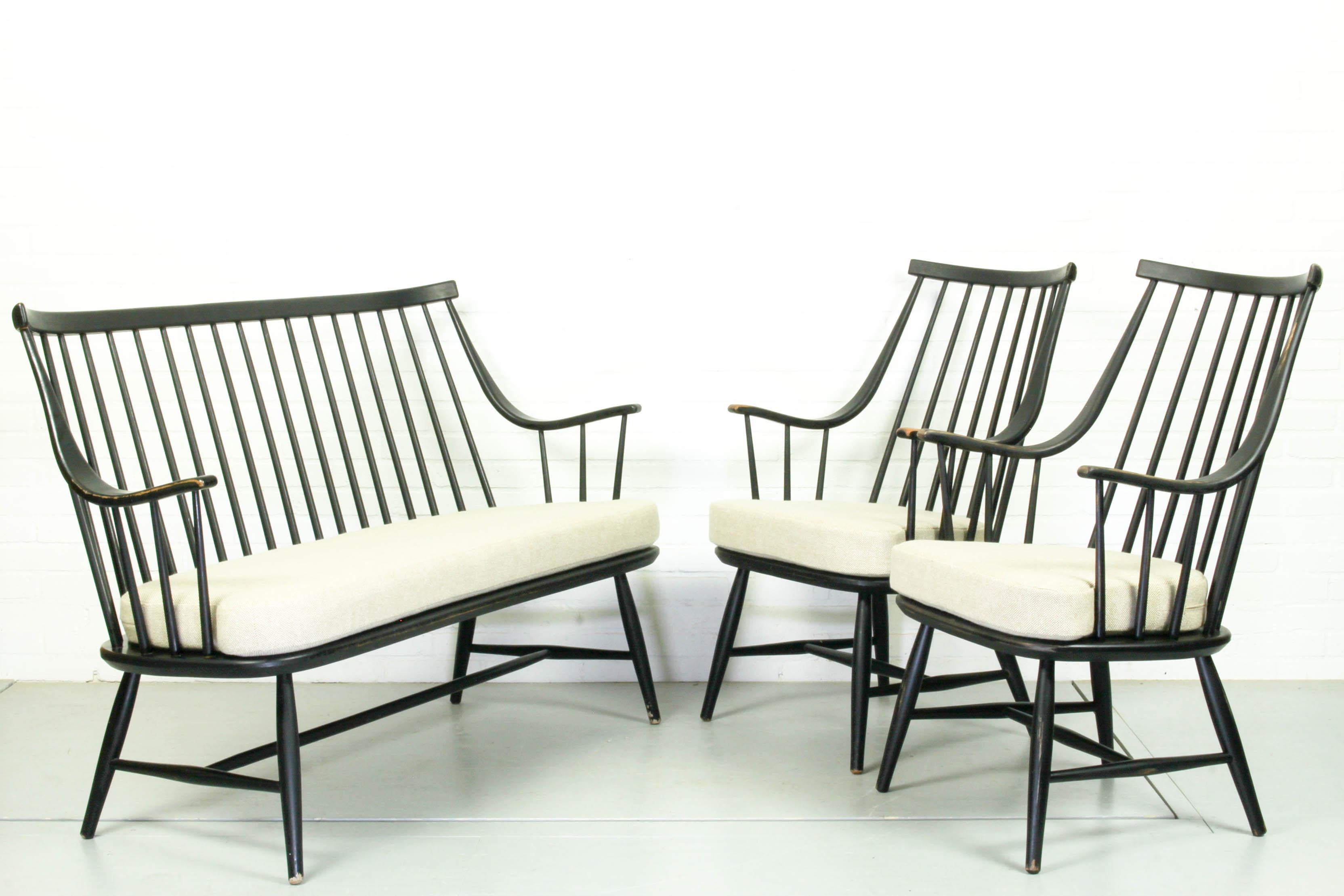 Grandessa Armchairs and Matching Sofa by Lena Larsson for Pastoe, 1959, Set of 3 For Sale 3