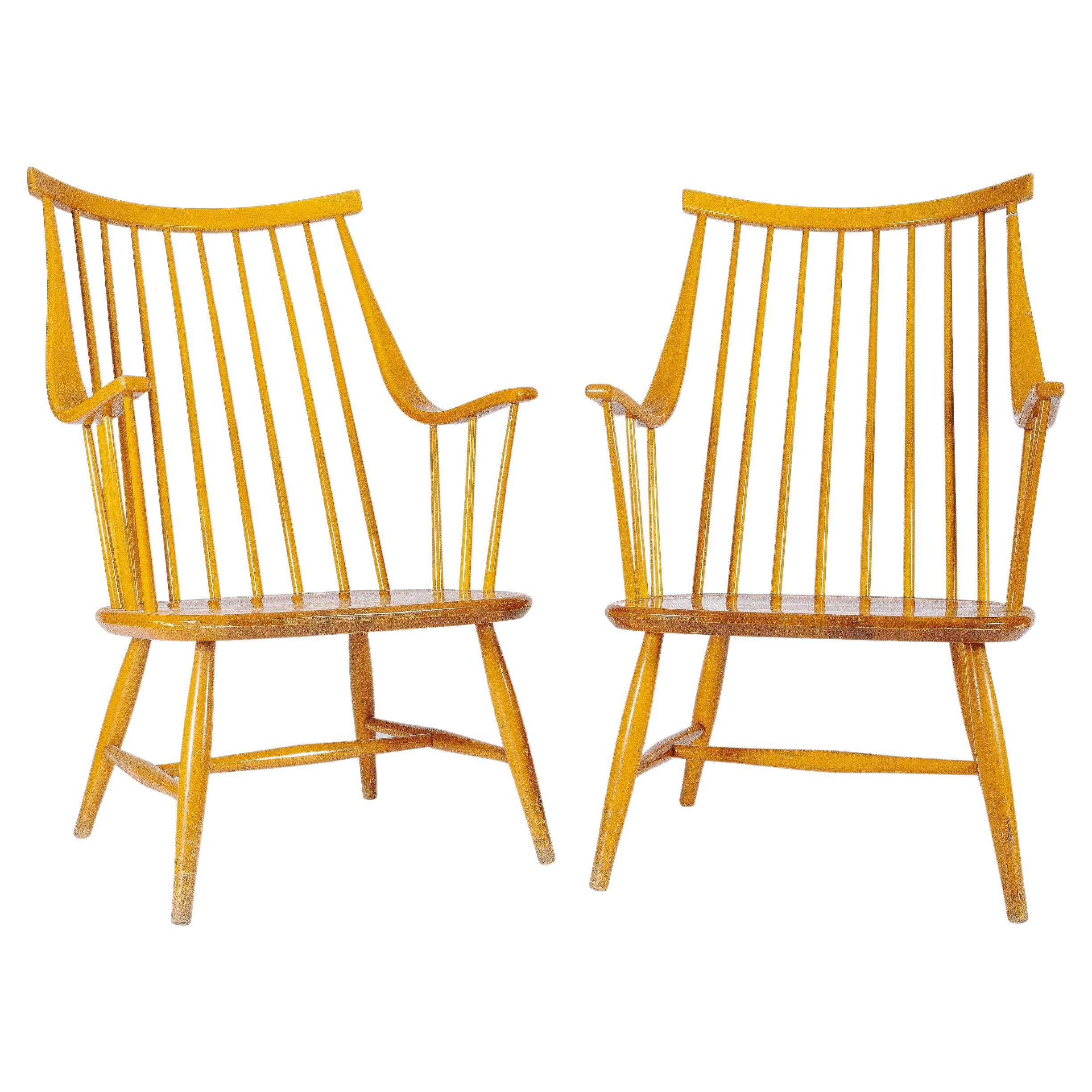 Grandessa Sweden: a pair of Lena Larsson spindle back lounge chairs