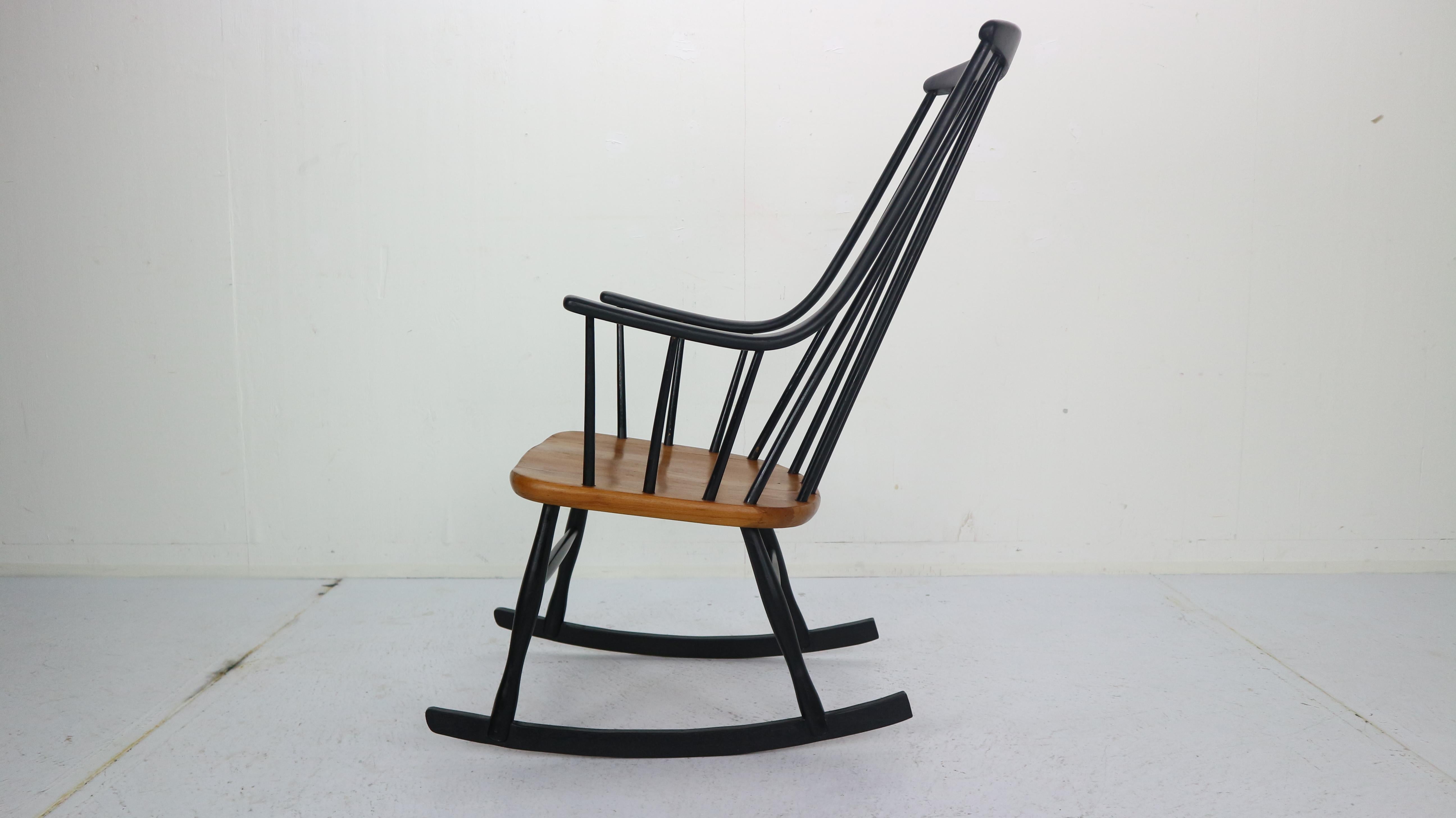‘Grandessa’ Wooden Rocking Chair by Lena Larsson For Nesto, 1960s In Good Condition In The Hague, NL