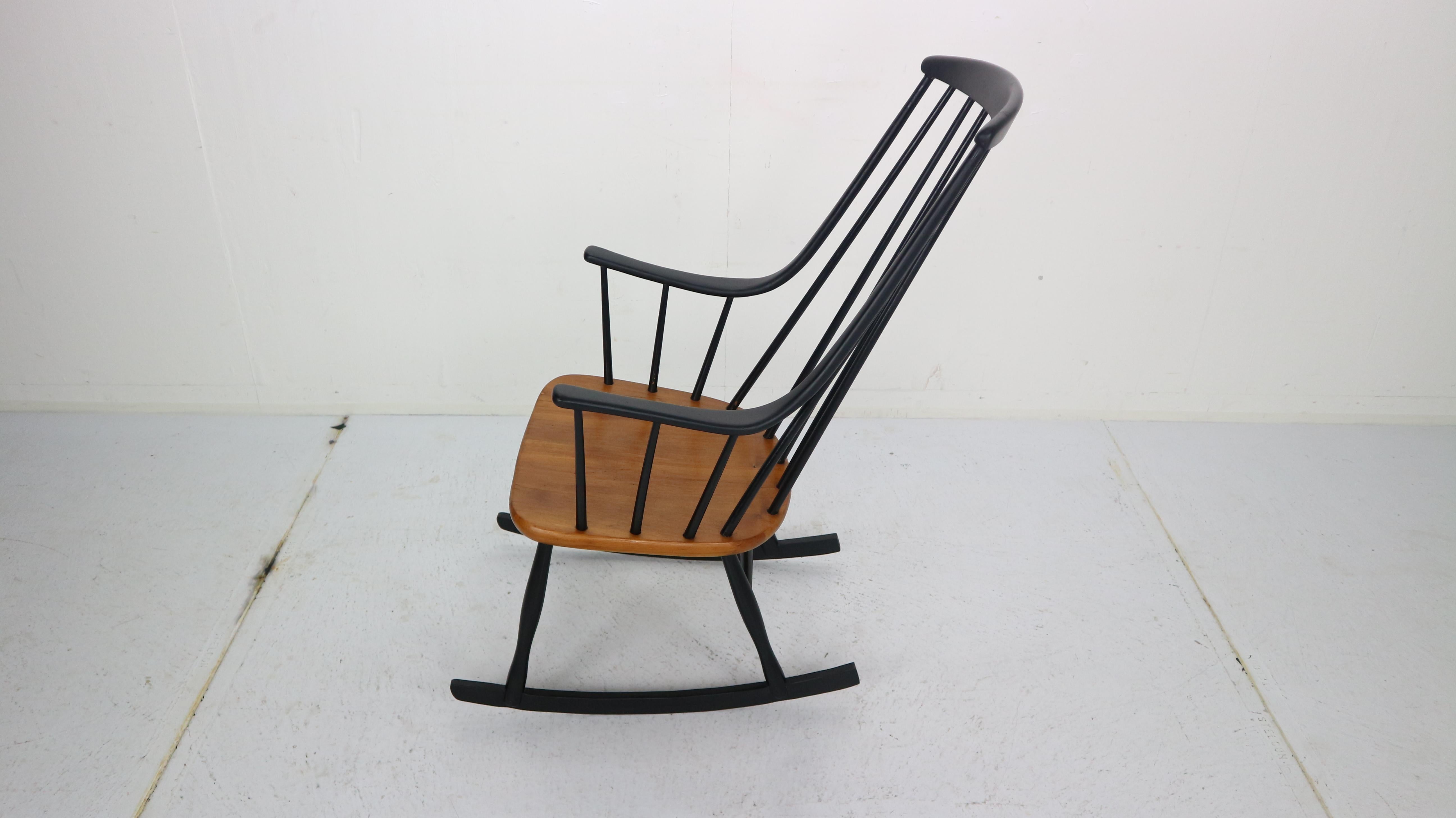Mid-20th Century ‘Grandessa’ Wooden Rocking Chair by Lena Larsson For Nesto, 1960s