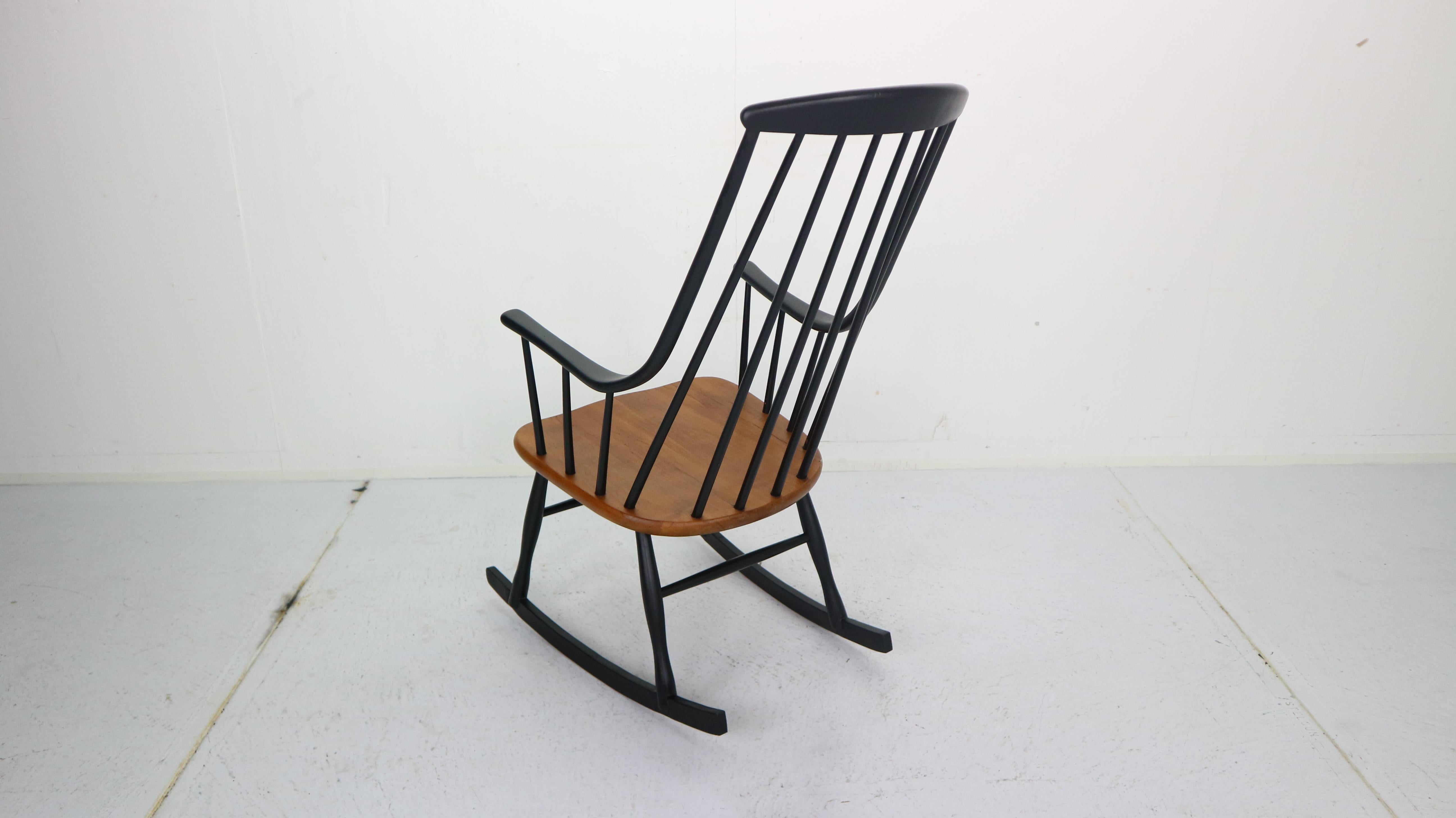 Teak ‘Grandessa’ Wooden Rocking Chair by Lena Larsson For Nesto, 1960s