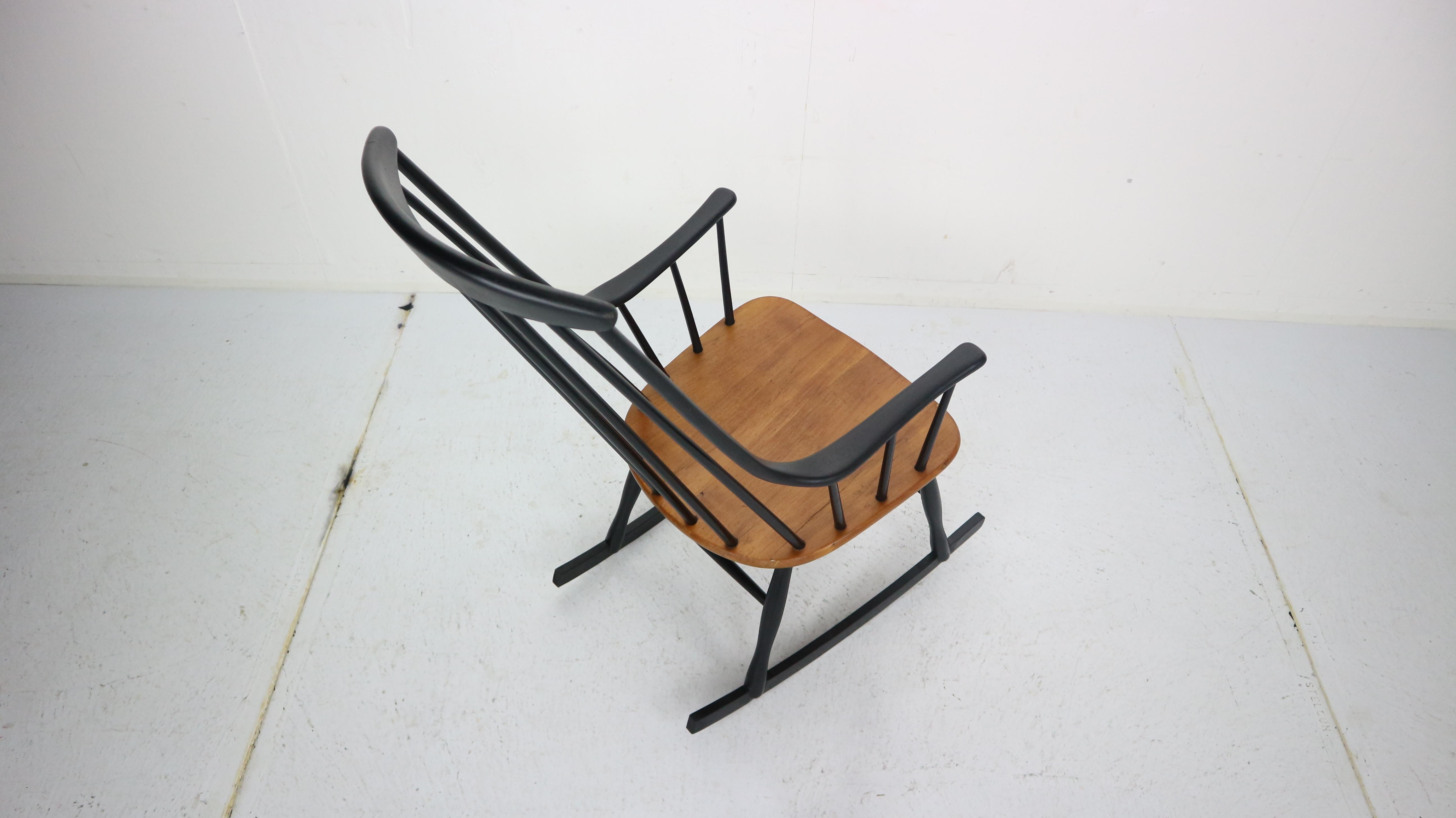 ‘Grandessa’ Wooden Rocking Chair by Lena Larsson For Nesto, 1960s 2