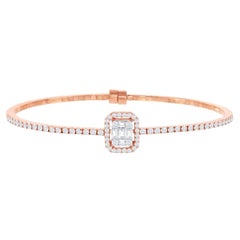 Grandeur 0.21 Carat Baguette Diamond 18K Rose Gold Cuff Bracelet