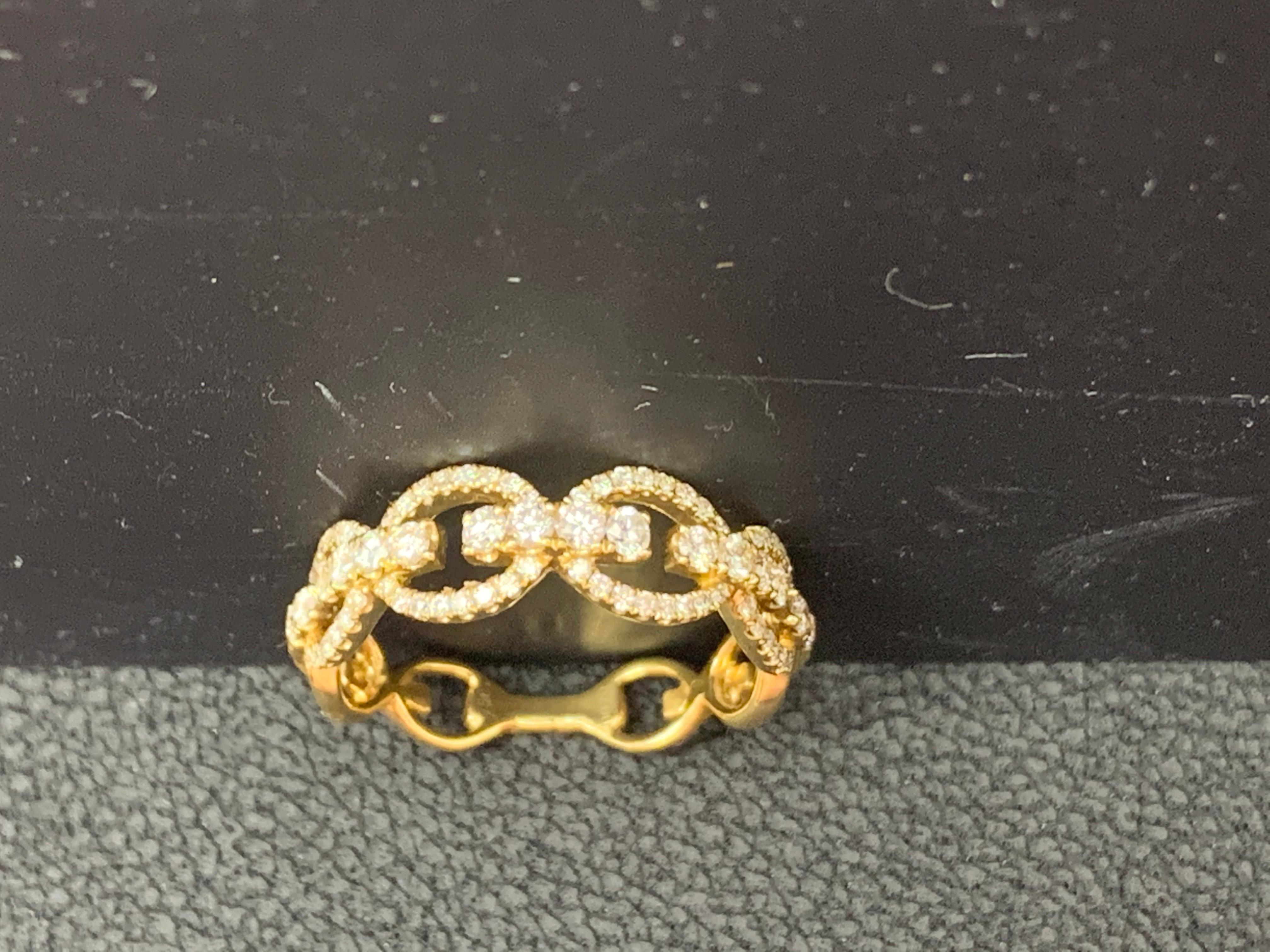 0.51 Carat Round Diamond 18K Yellow Gold Fashion Ring For Sale 1