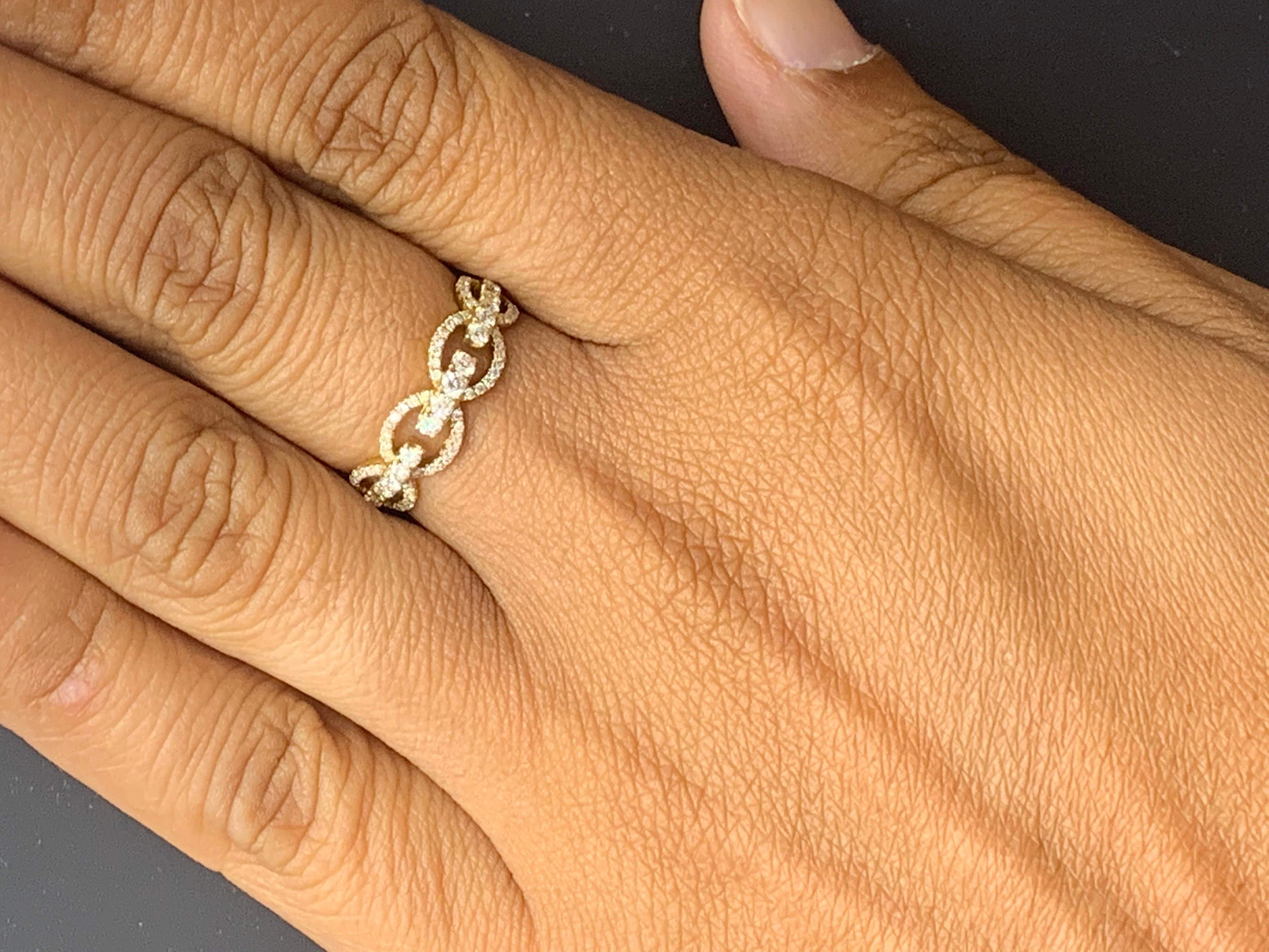0.51 Carat Round Diamond 18K Yellow Gold Fashion Ring For Sale 5