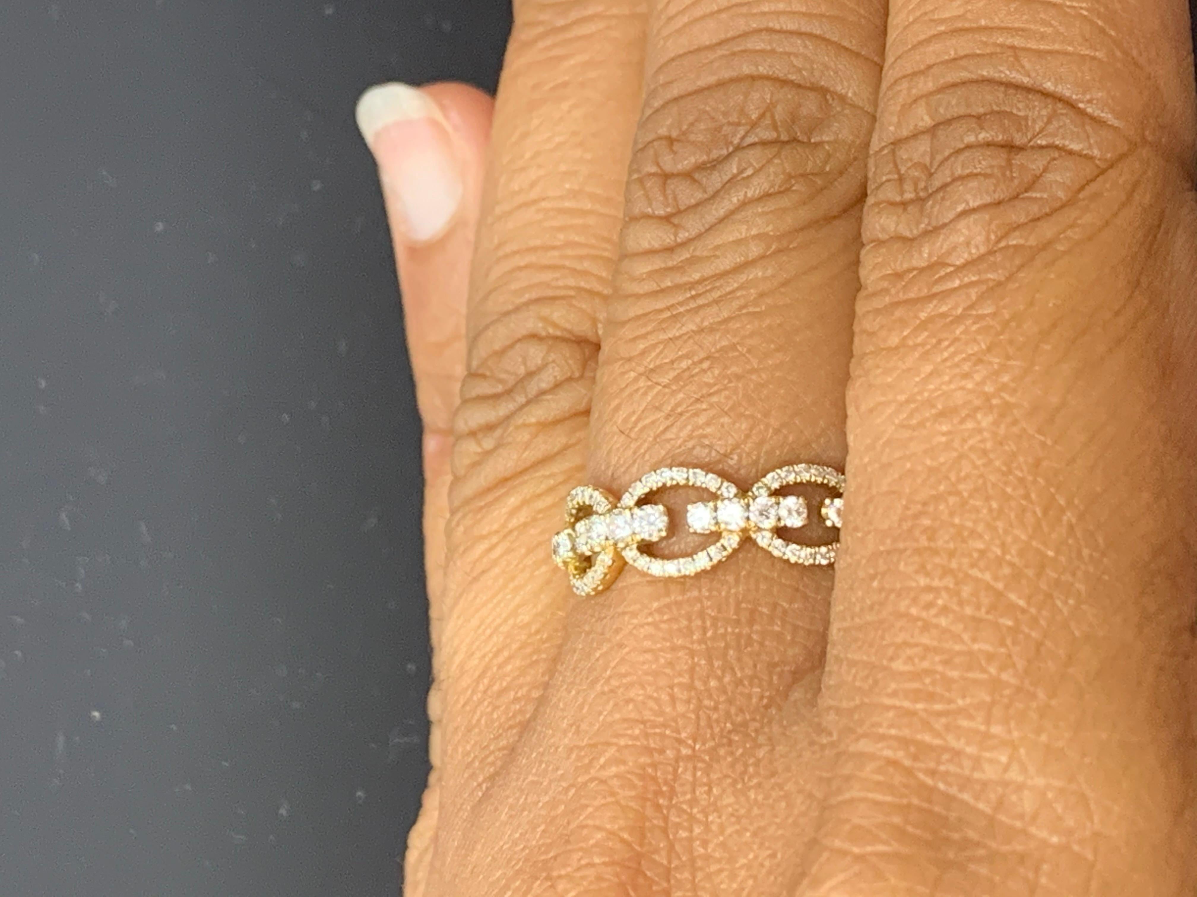 0.51 Carat Round Diamond 18K Yellow Gold Fashion Ring For Sale 6
