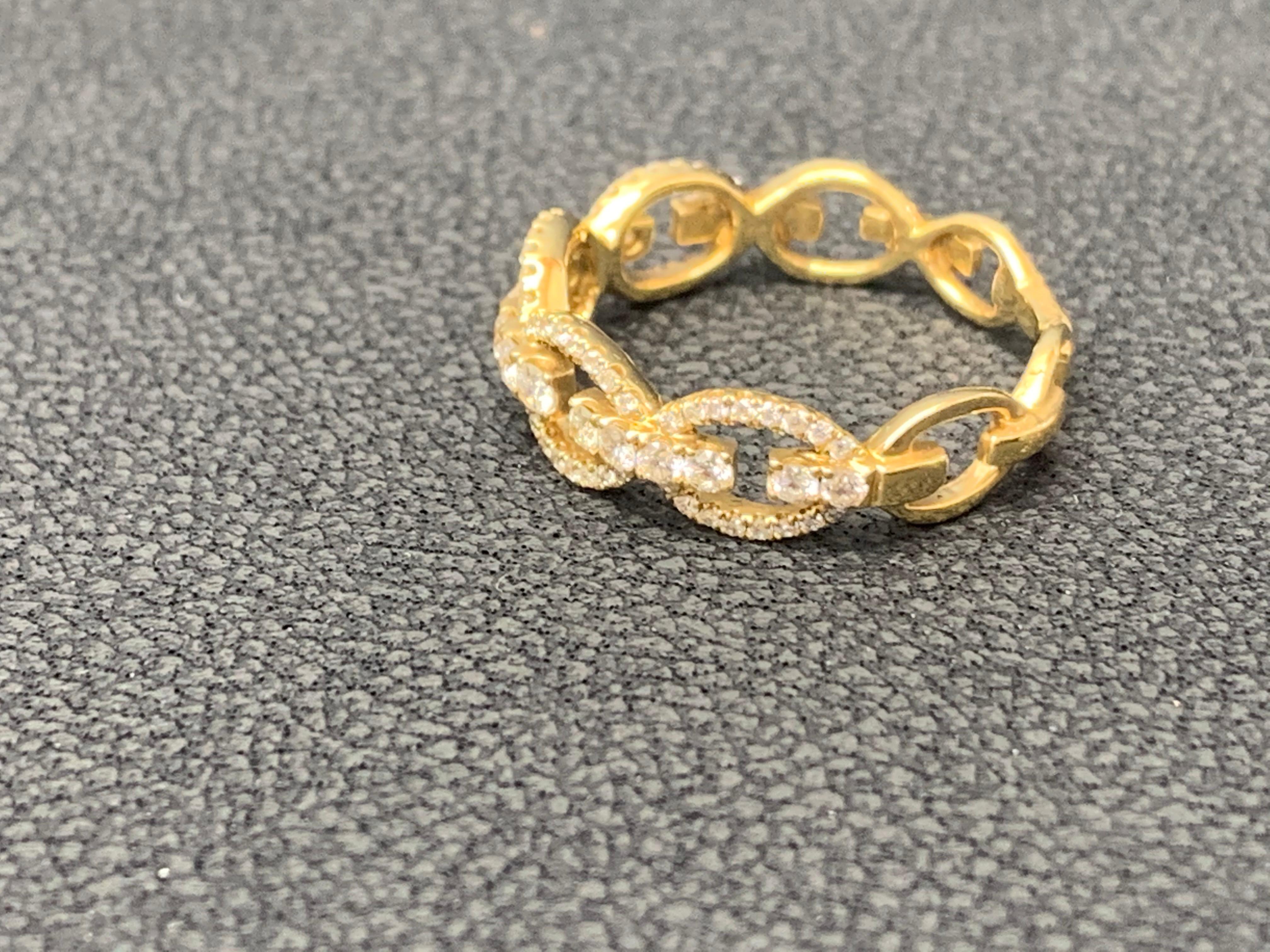 0.51 Carat Round Diamond 18K Yellow Gold Fashion Ring In New Condition For Sale In NEW YORK, NY