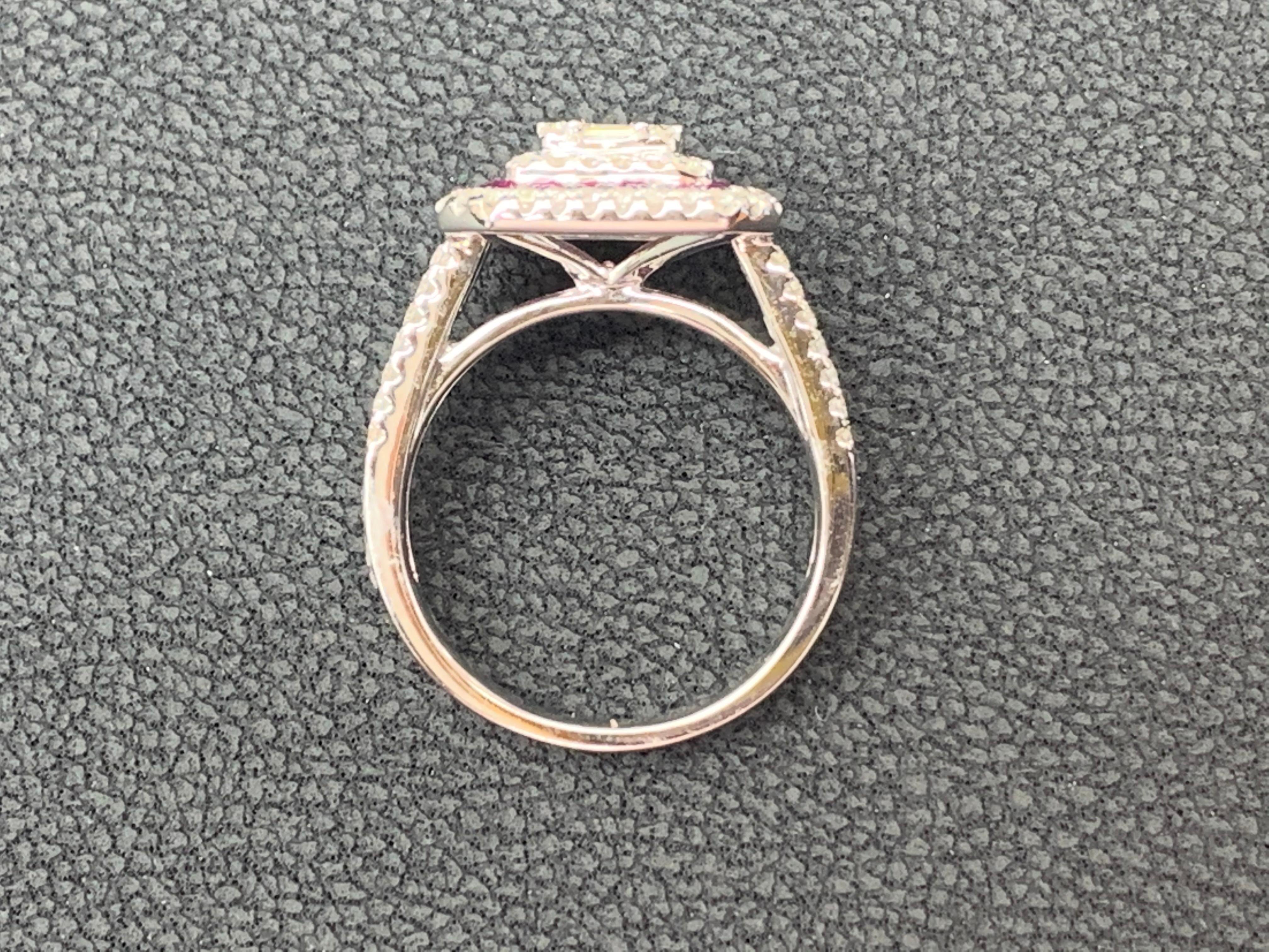 0.73 Carat Ruby and Diamond 18K White Gold Cocktail Ring For Sale 4