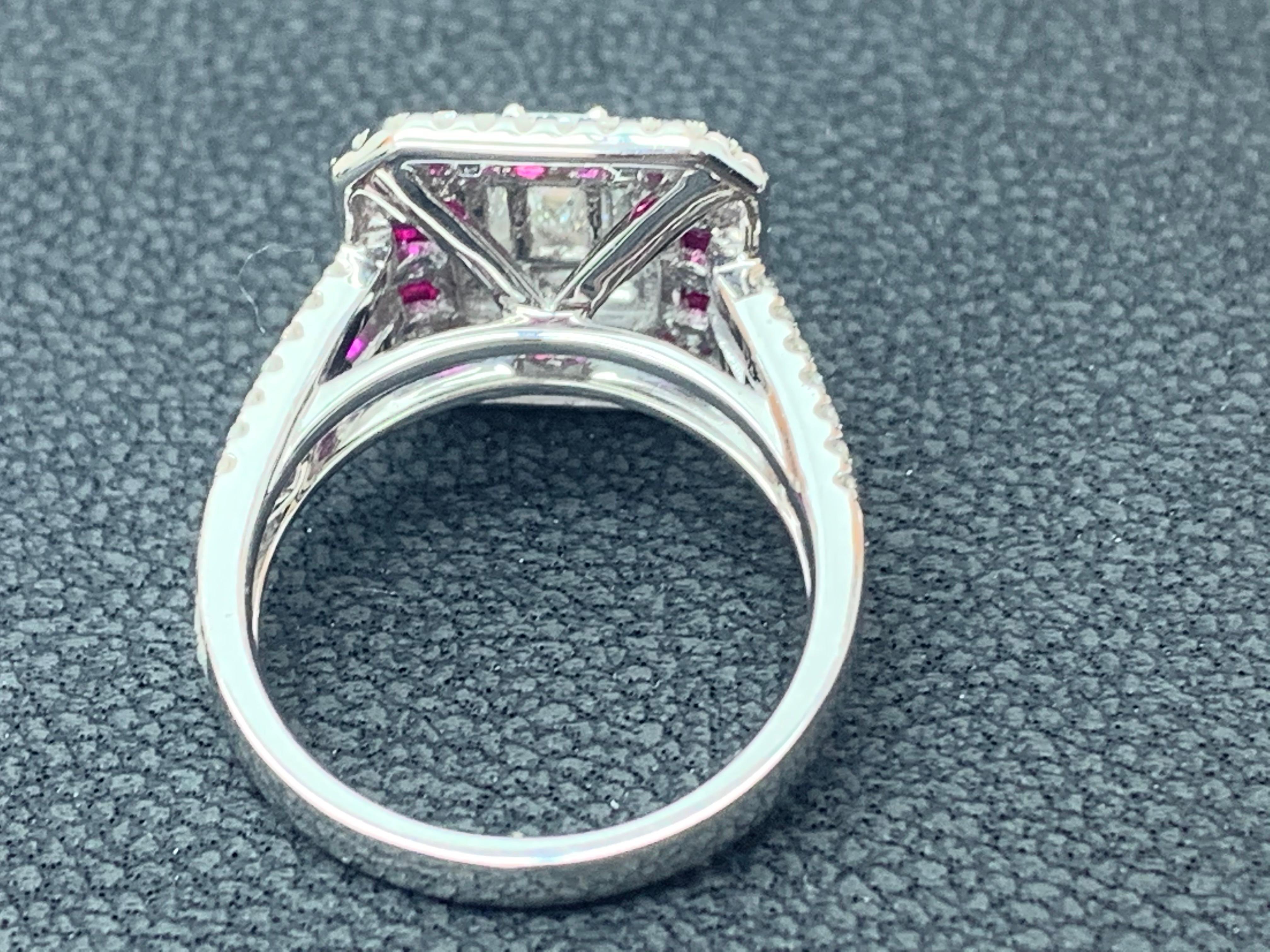 0.73 Carat Ruby and Diamond 18K White Gold Cocktail Ring For Sale 5