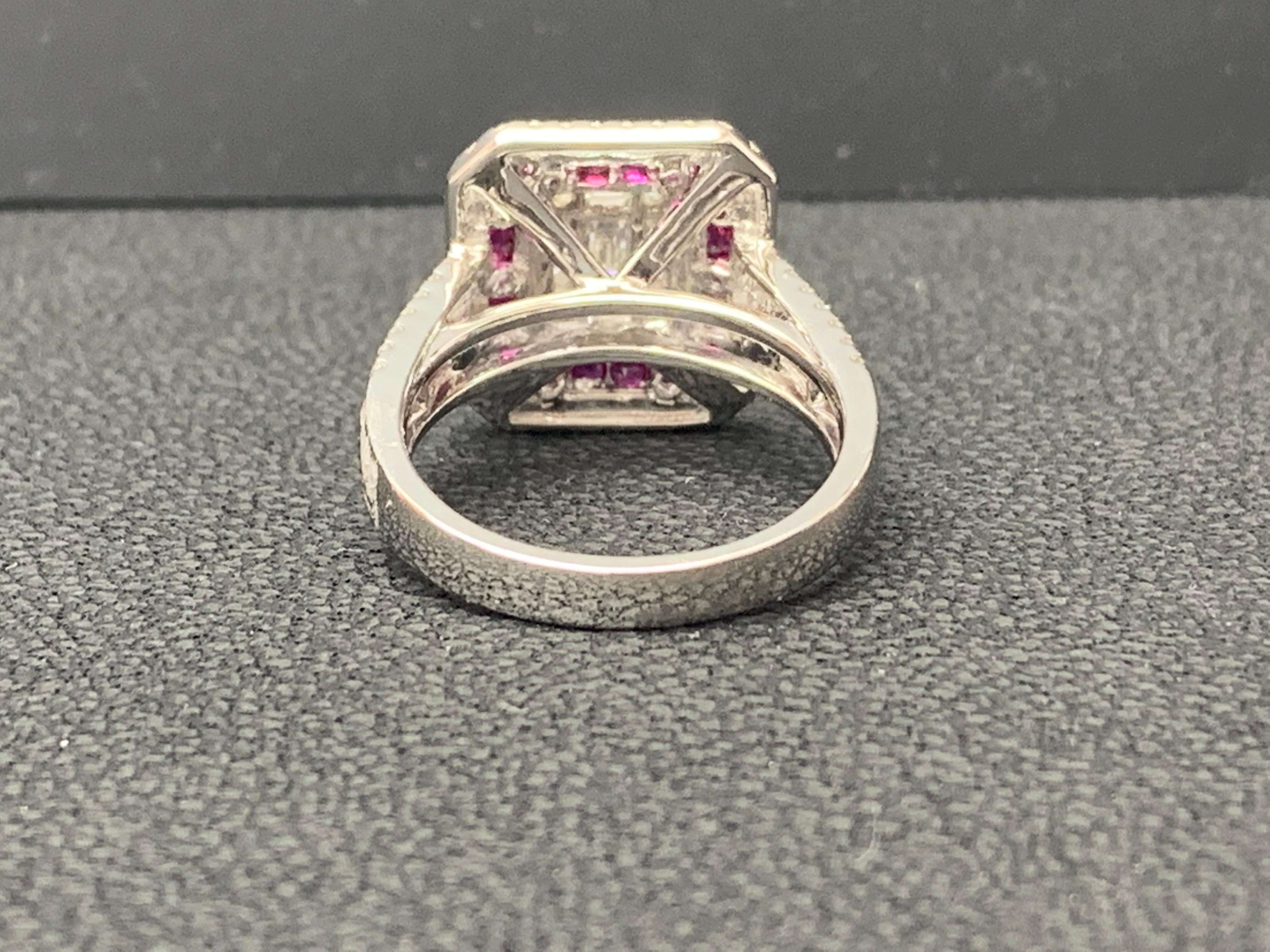 0.73 Carat Ruby and Diamond 18K White Gold Cocktail Ring For Sale 2