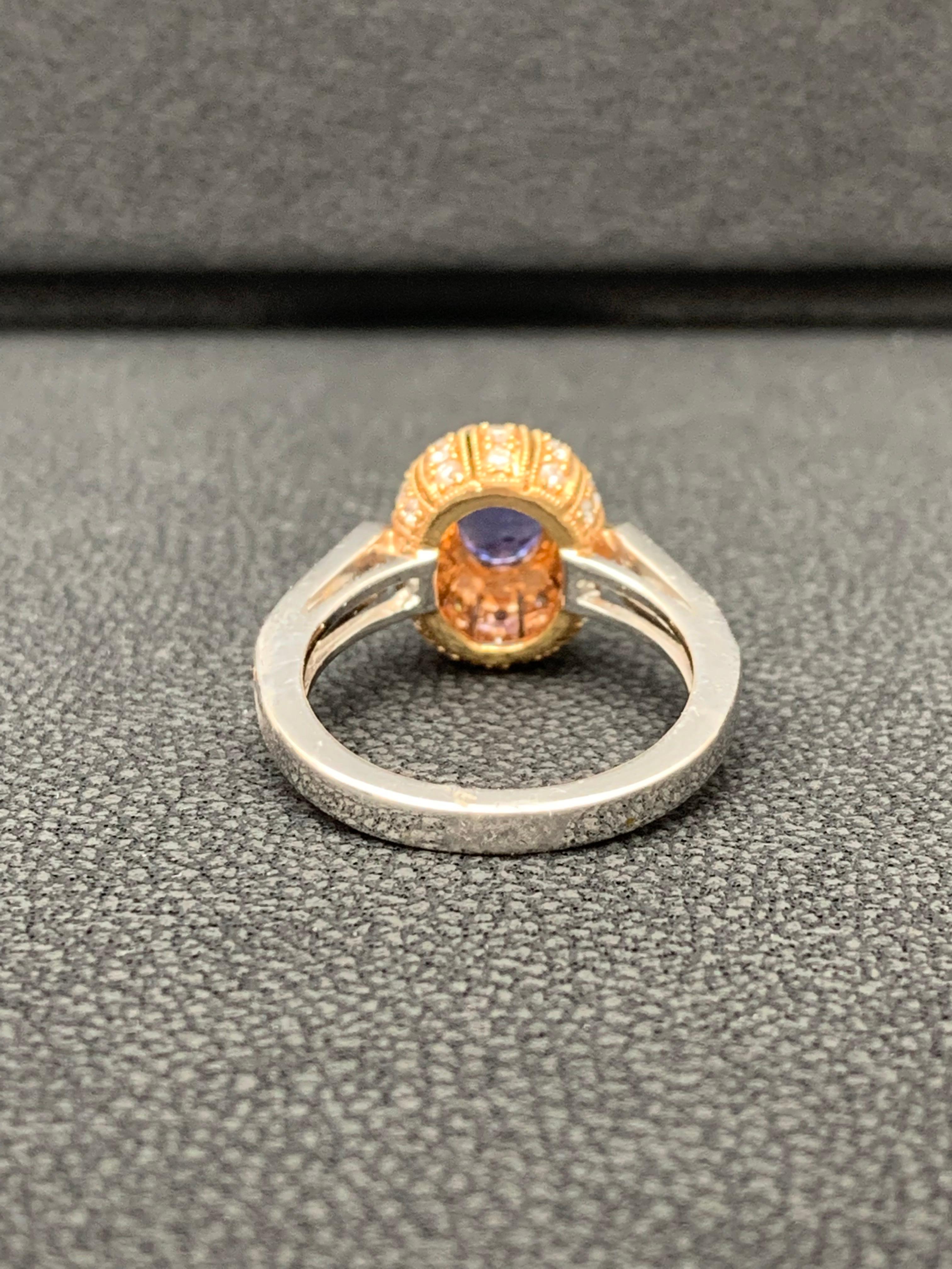 Grandeur 0.80 Carat Oval Sapphire and Diamond Cocktail Ring in 18K Mix Gold For Sale 2