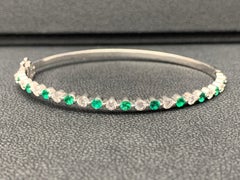 Grandeur 0.84 Carat Round Emerald and Diamond Bangle in 14K White Gold