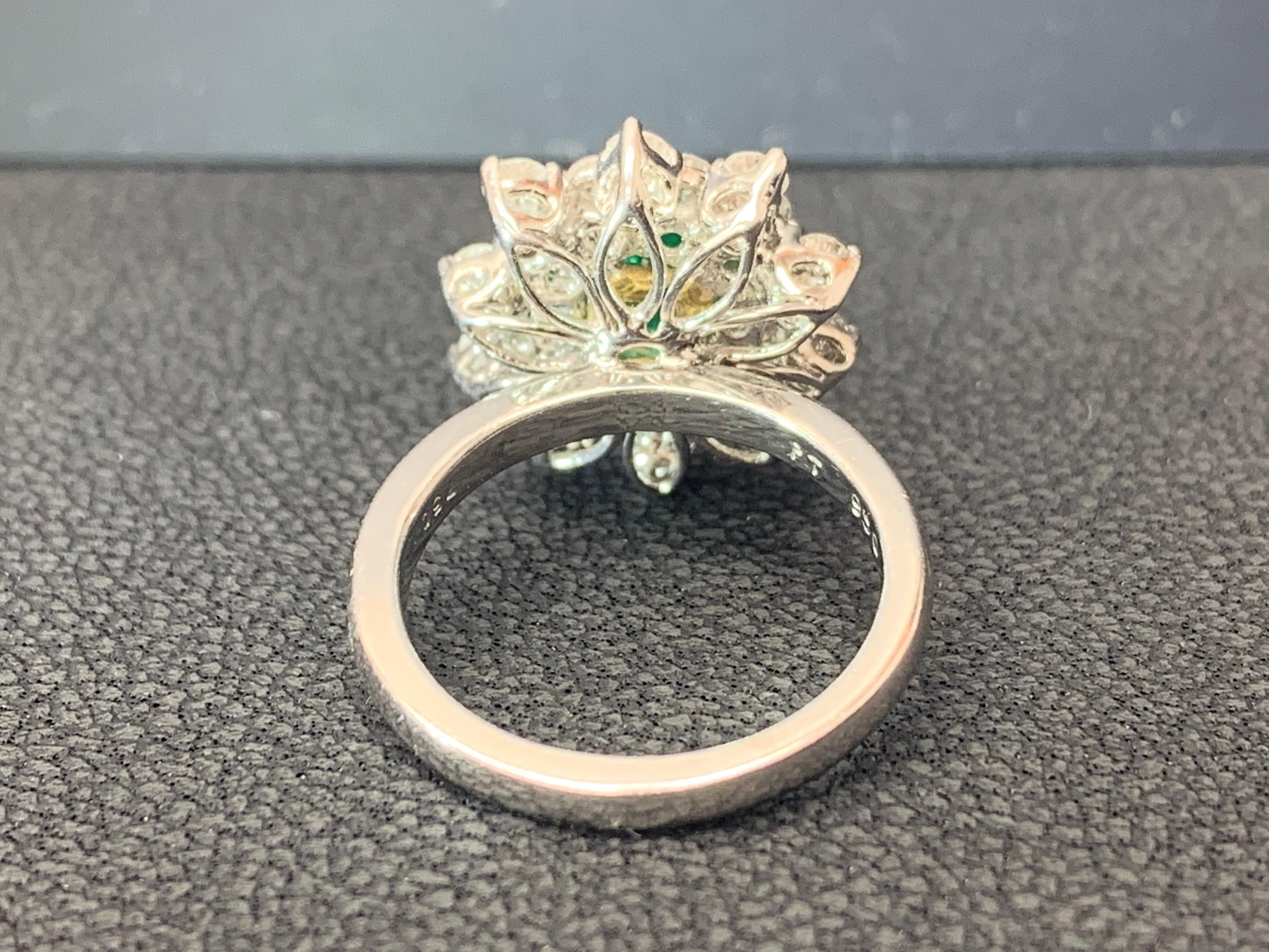 Grandeur 1.06 Carat Emerald Cut Emerald and Diamond 18 K WhiteGold Cocktail Ring For Sale 4