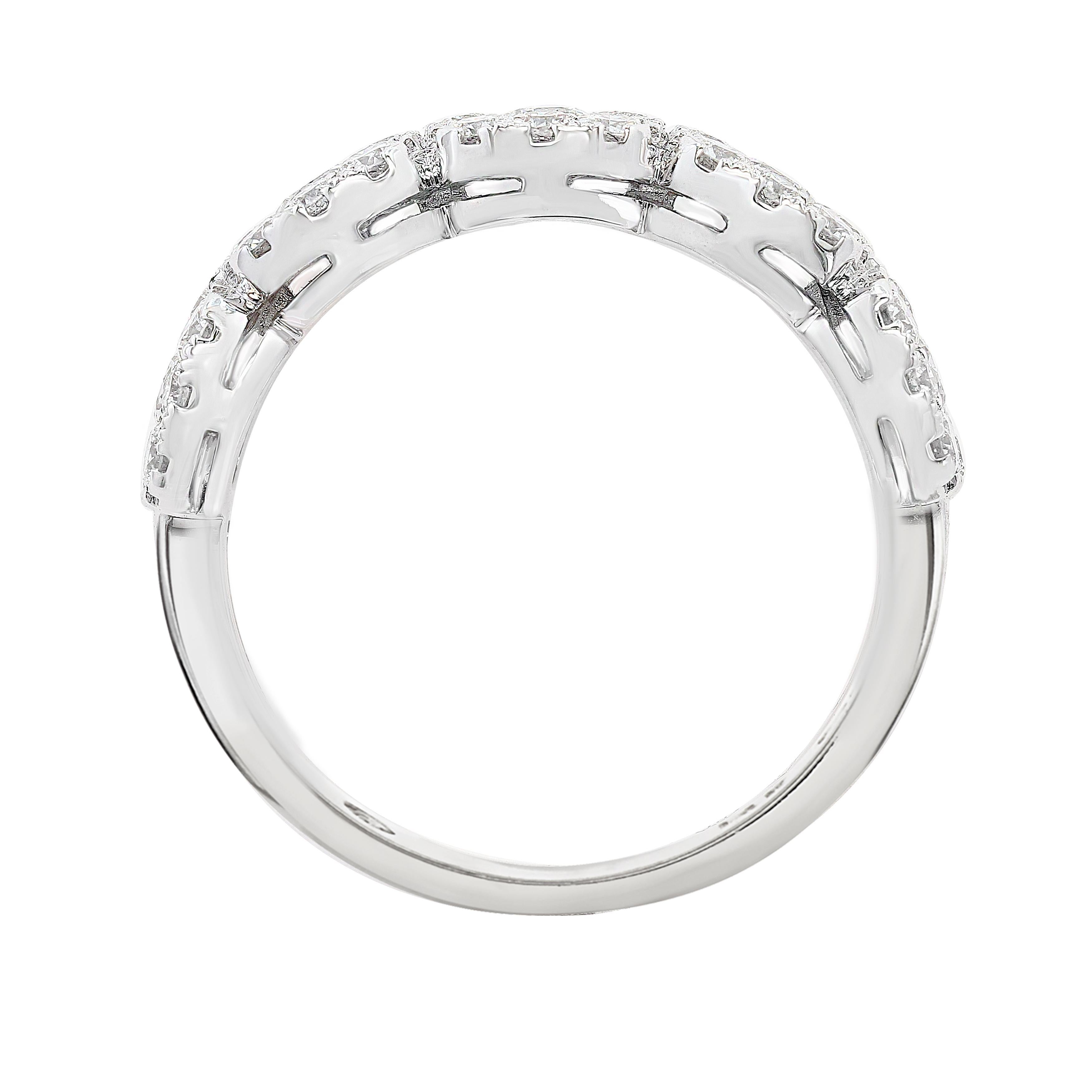 Grandeur 1,12 Karat runder Diamant-Hochzeitsring aus 18 Karat Weißgold mit fünf Steinen (Moderne) im Angebot