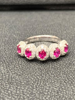 Grandeur 1.15 Carat Oval Ruby and Diamond Engagement Ring in 18K White Gold