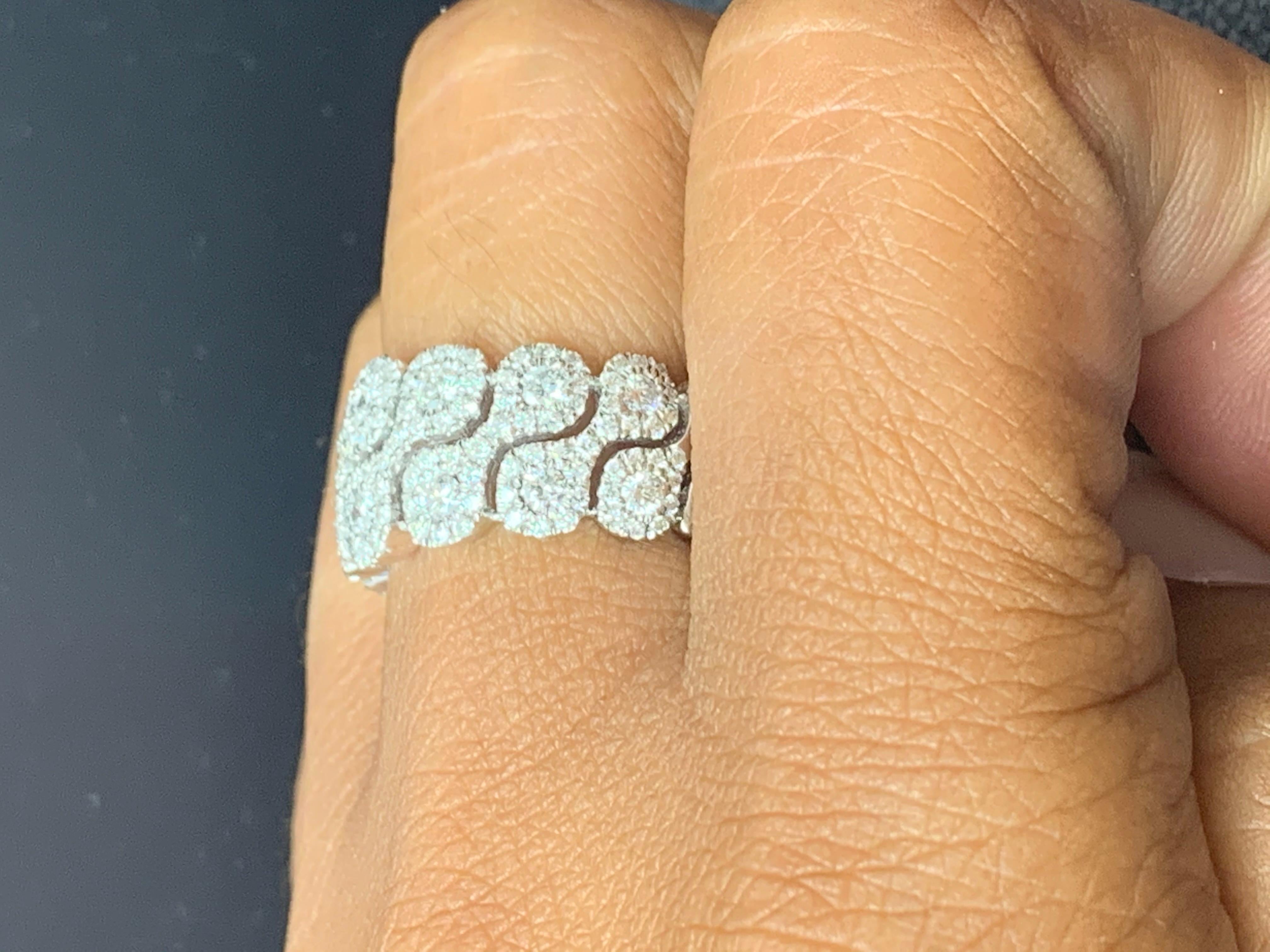 Anello di eternità in oro bianco 18 carati con diamante rotondo da 1,24 carati in vendita 8