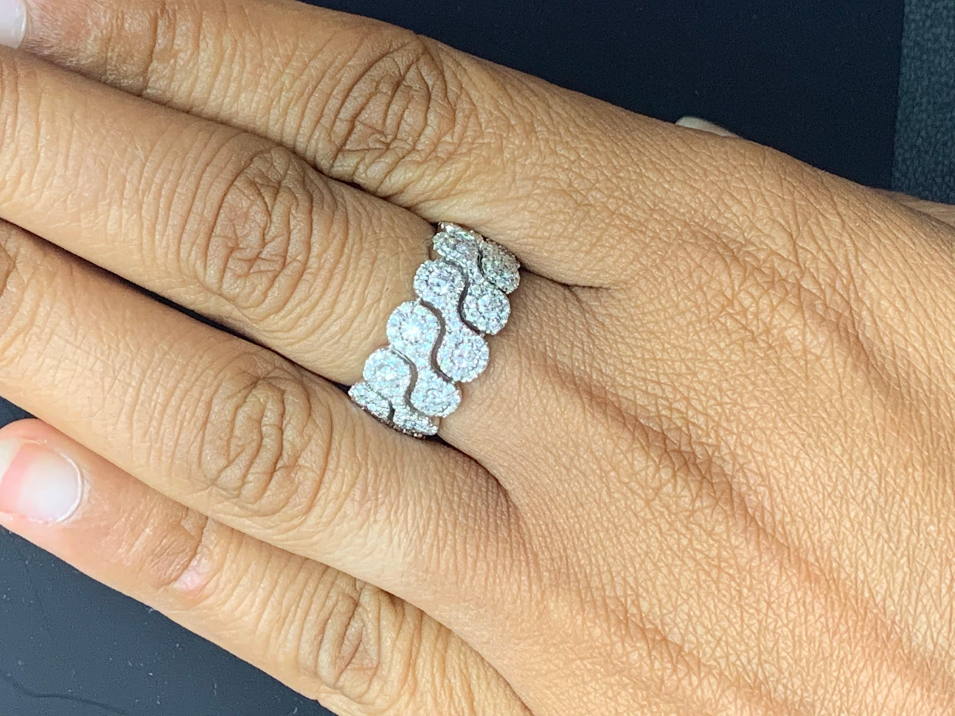 1.24 Carat Round Diamond 18K White Gold Eternity Ring For Sale 8