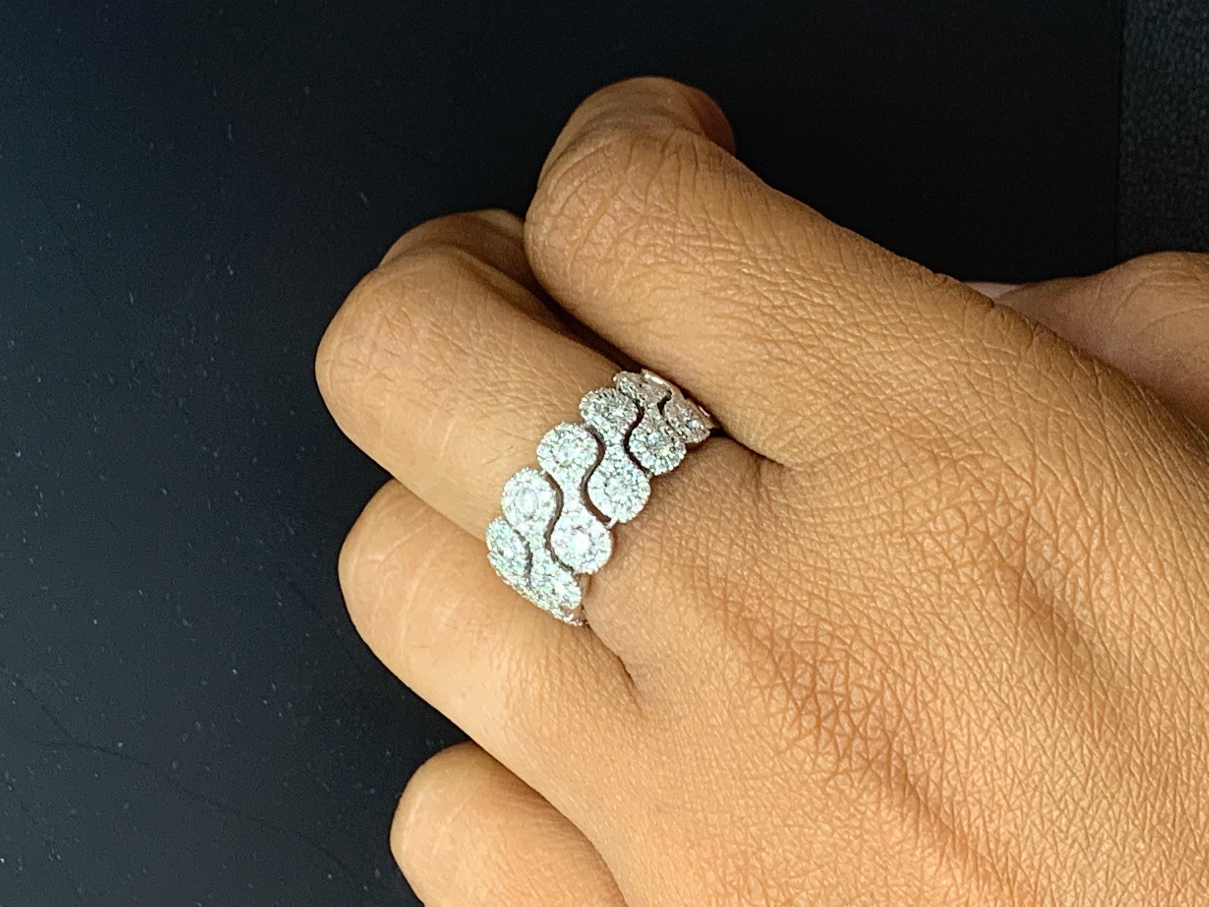 1.24 Carat Round Diamond 18K White Gold Eternity Ring For Sale 9