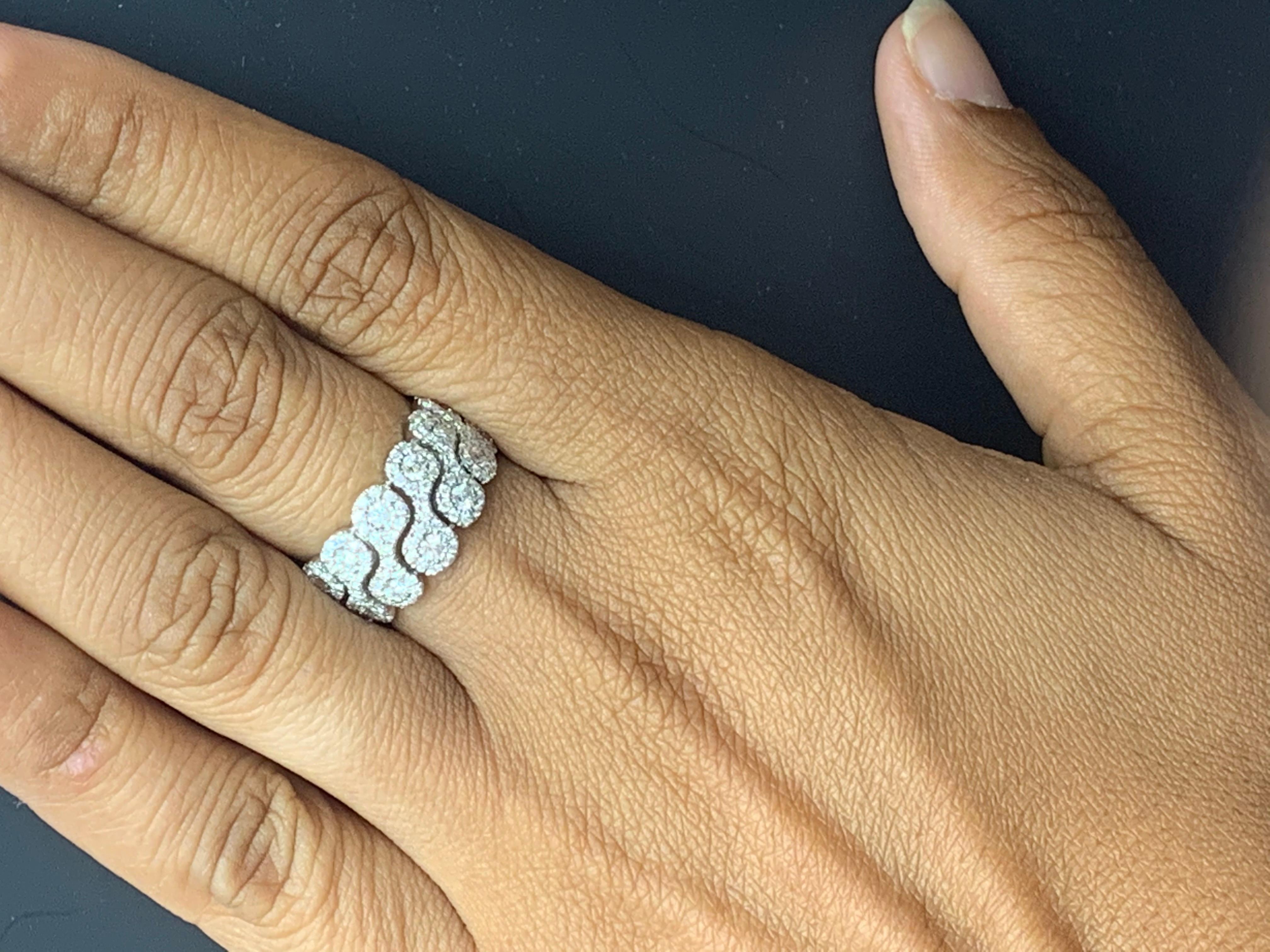 1.24 Carat Round Diamond 18K White Gold Eternity Ring For Sale 11
