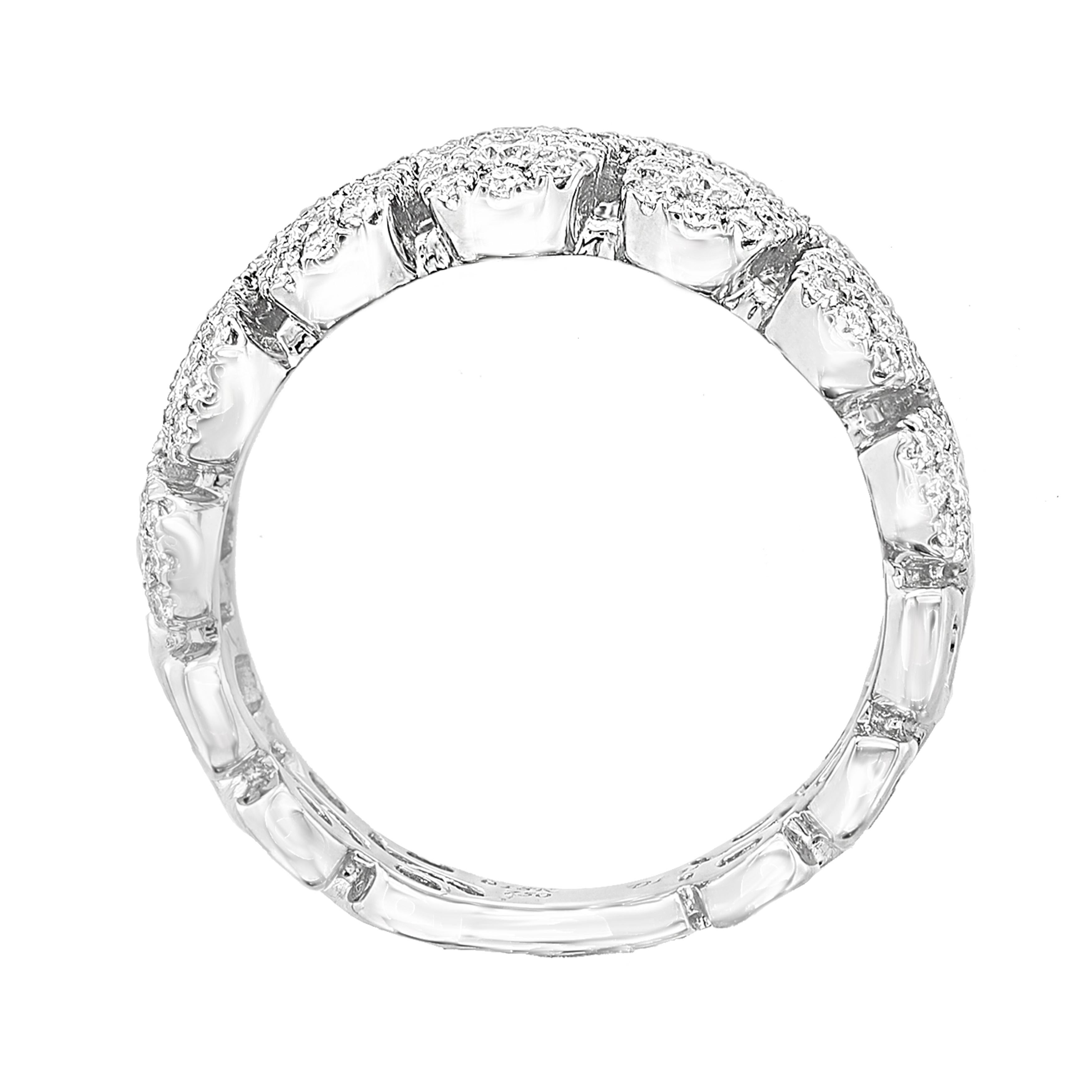 Round Cut 1.24 Carat Round Diamond 18K White Gold Eternity Ring For Sale