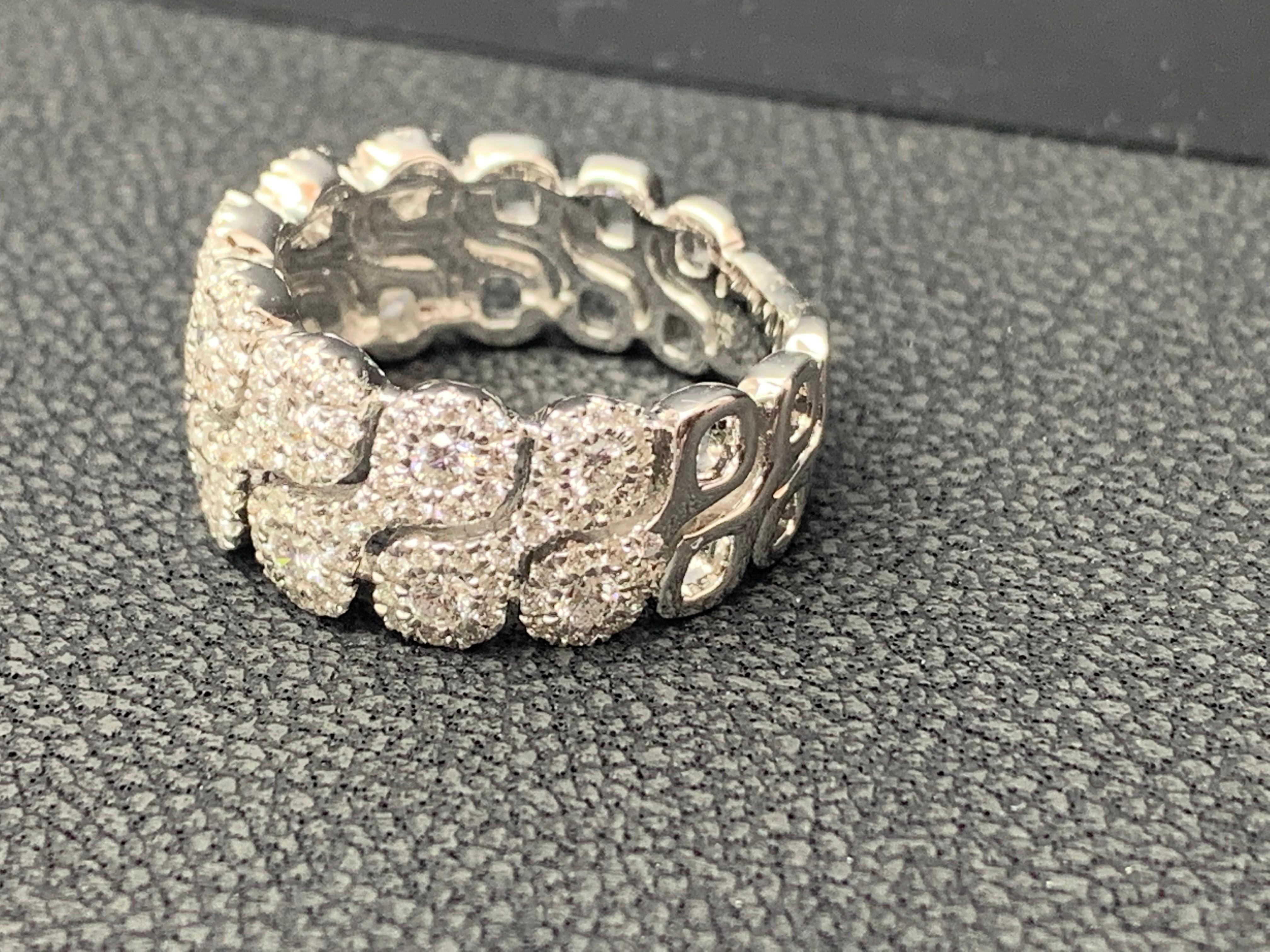 Women's 1.24 Carat Round Diamond 18K White Gold Eternity Ring For Sale